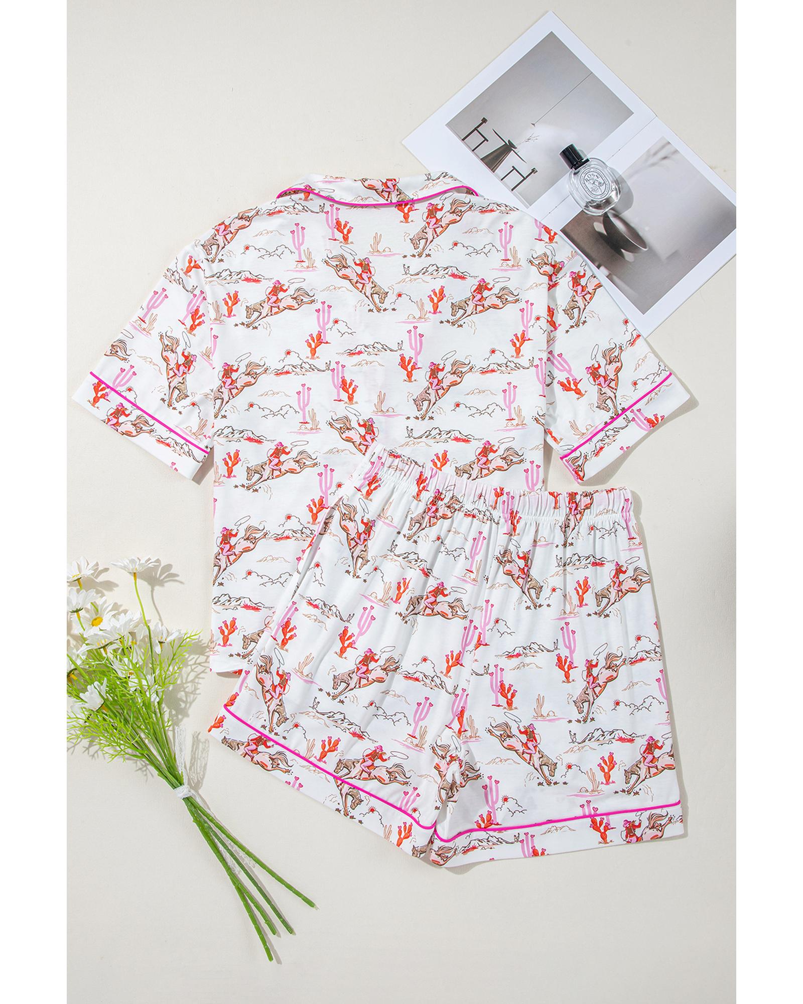 White Cowgirl Country Print Pajamas Set - M