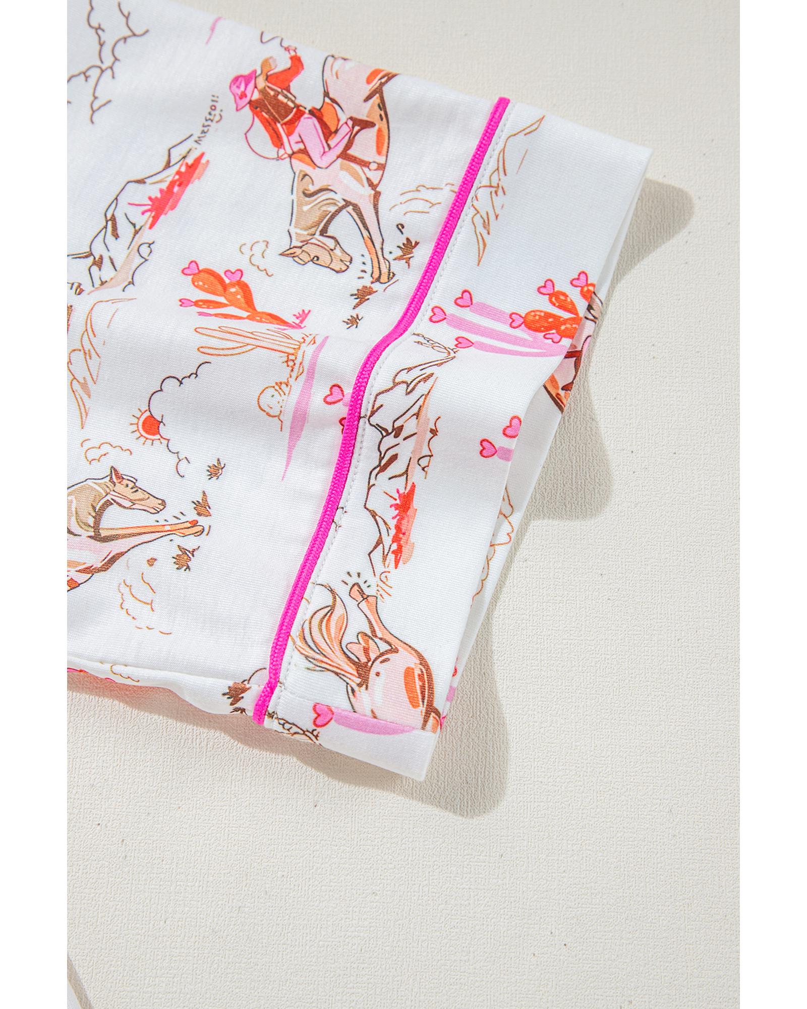 White Cowgirl Country Print Pajamas Set - XL