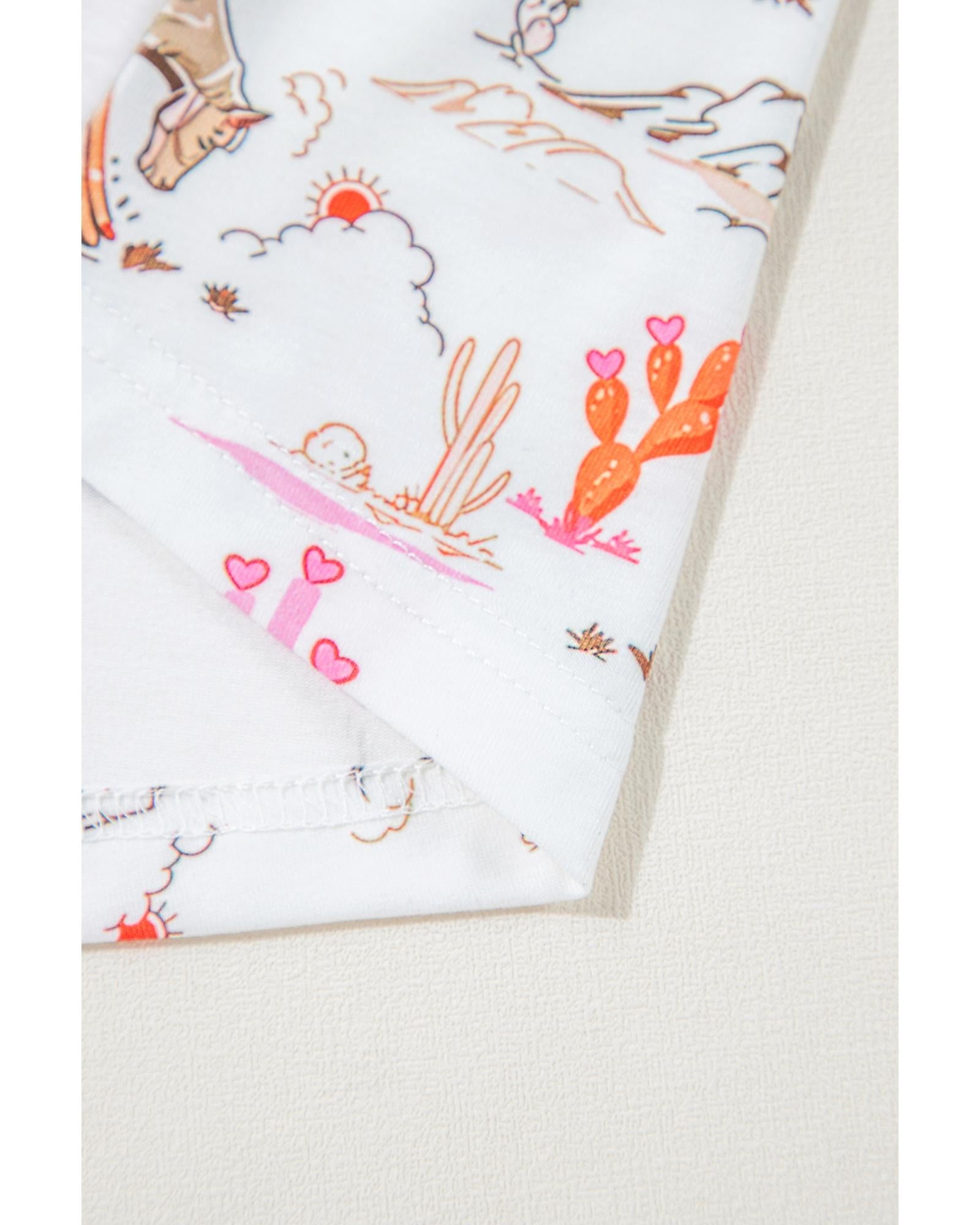 White Cowgirl Country Print Pajamas Set - XL