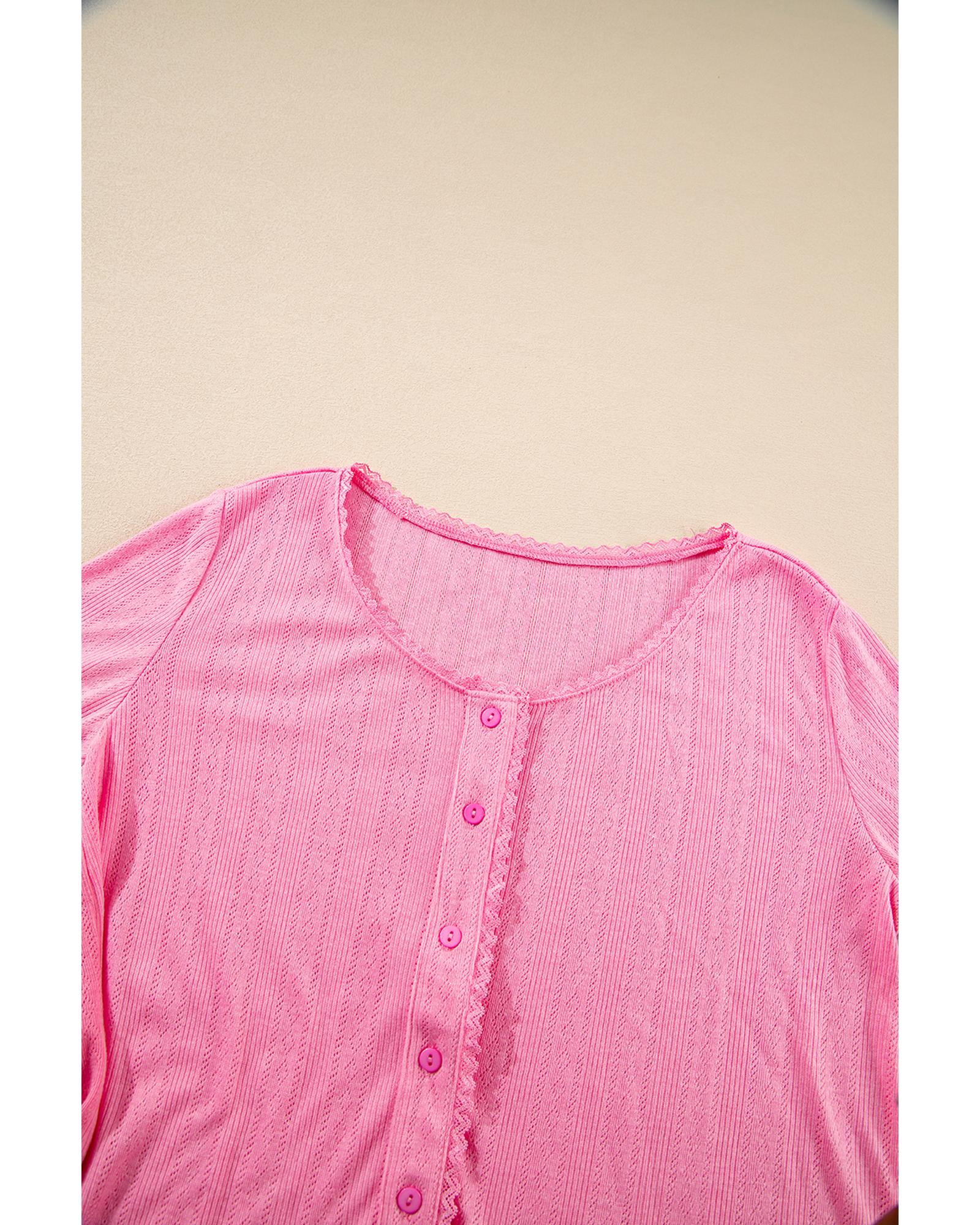 Bonbon Delicate Texture Cropped Cami Shorts and Cardigan 3pcs Lounge Set - XL