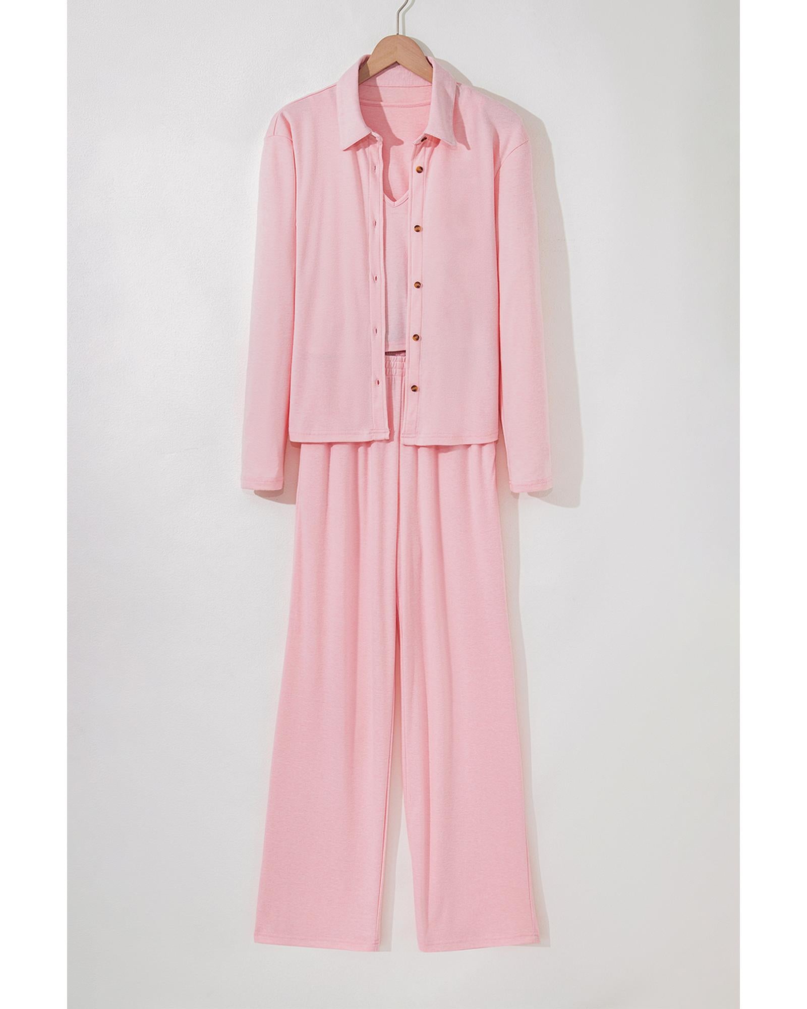Light Pink 3-Piece Cozy Knit Lounge Set - M