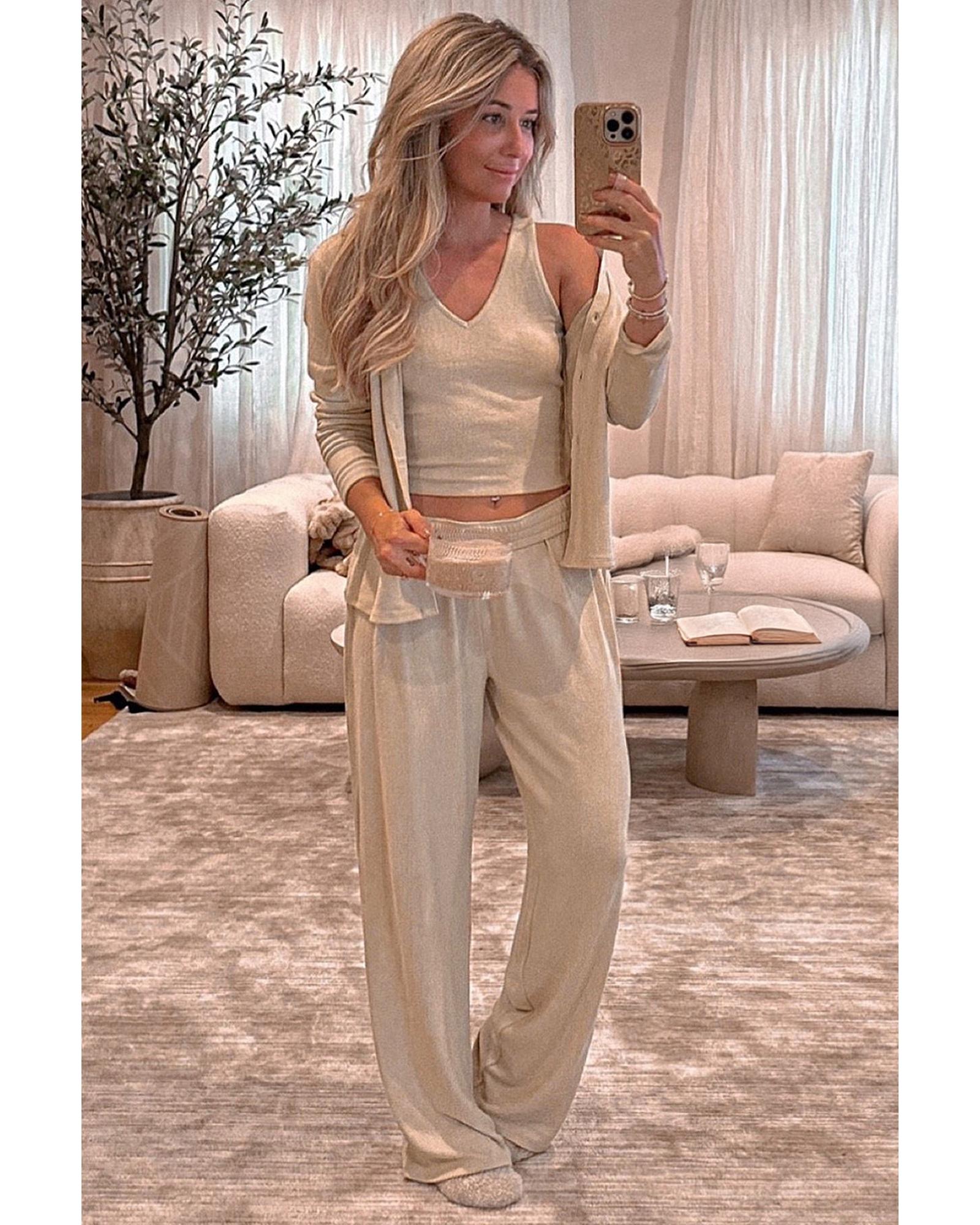 Oatmeal 3-Piece Cozy Knit Lounge Set - XL