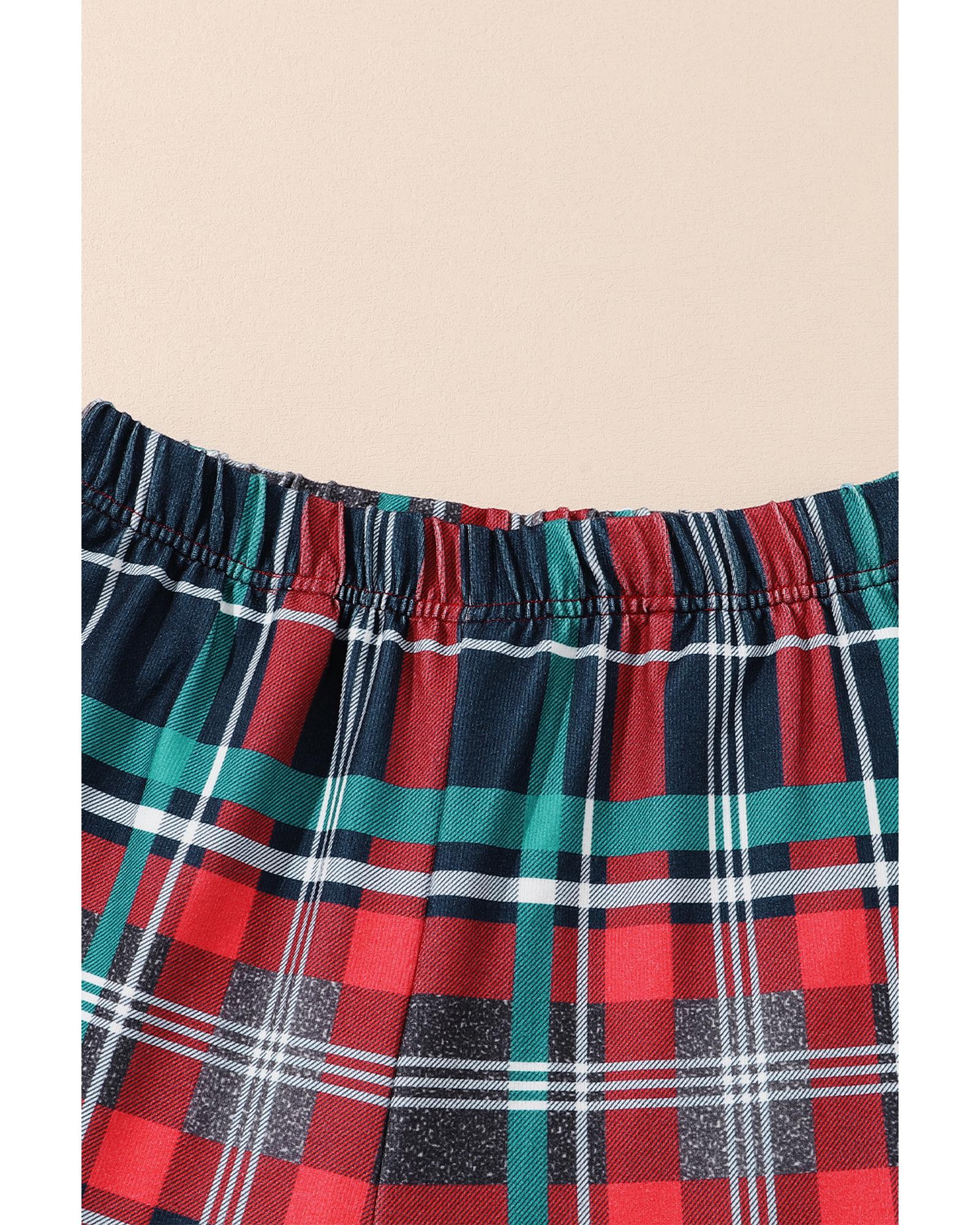 Multicolor ALL IS BRIGHT Graphic Christmas Plaid Pajamas Set - L