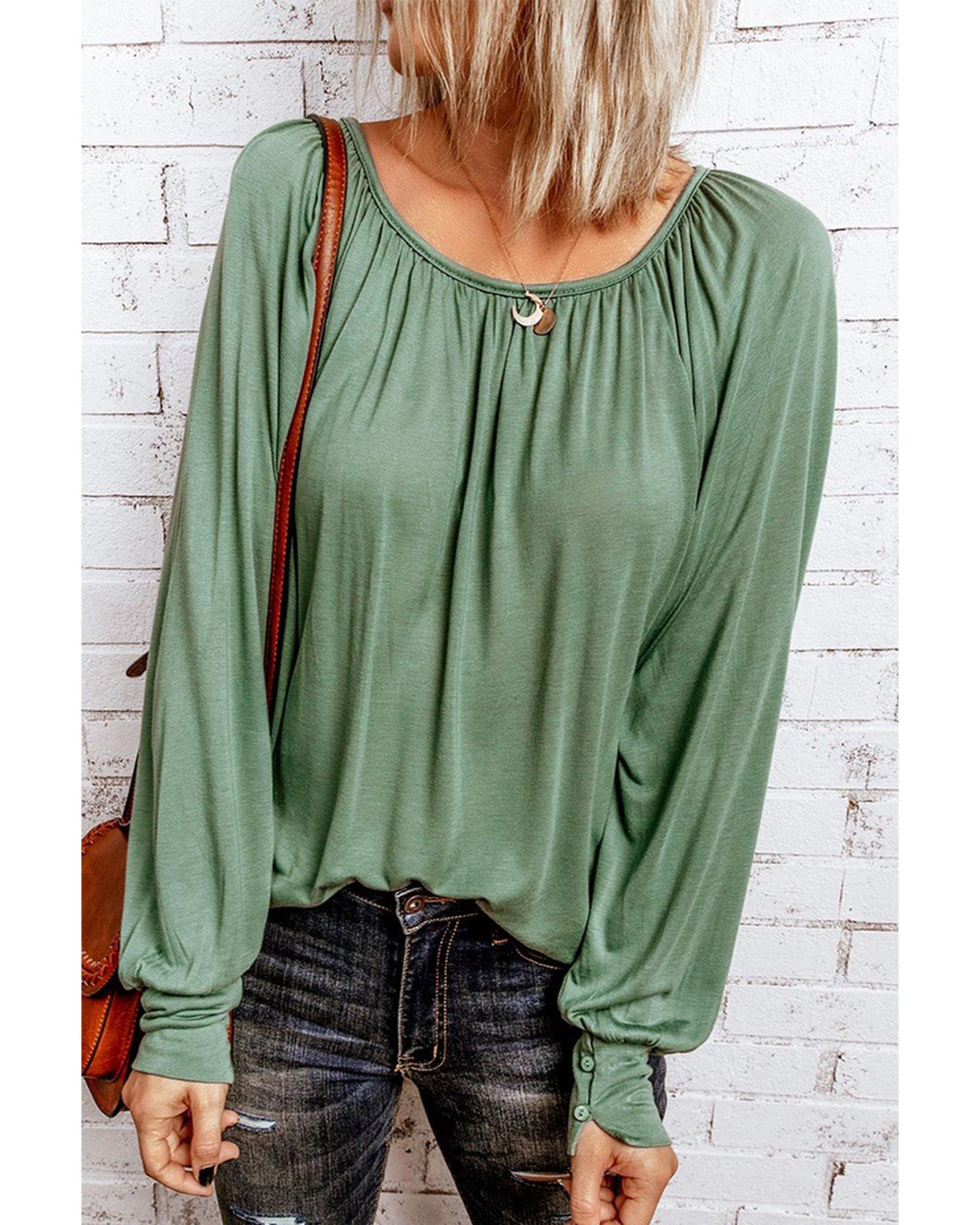 Azura Exchange Gathered Bubble Sleeve Top - S