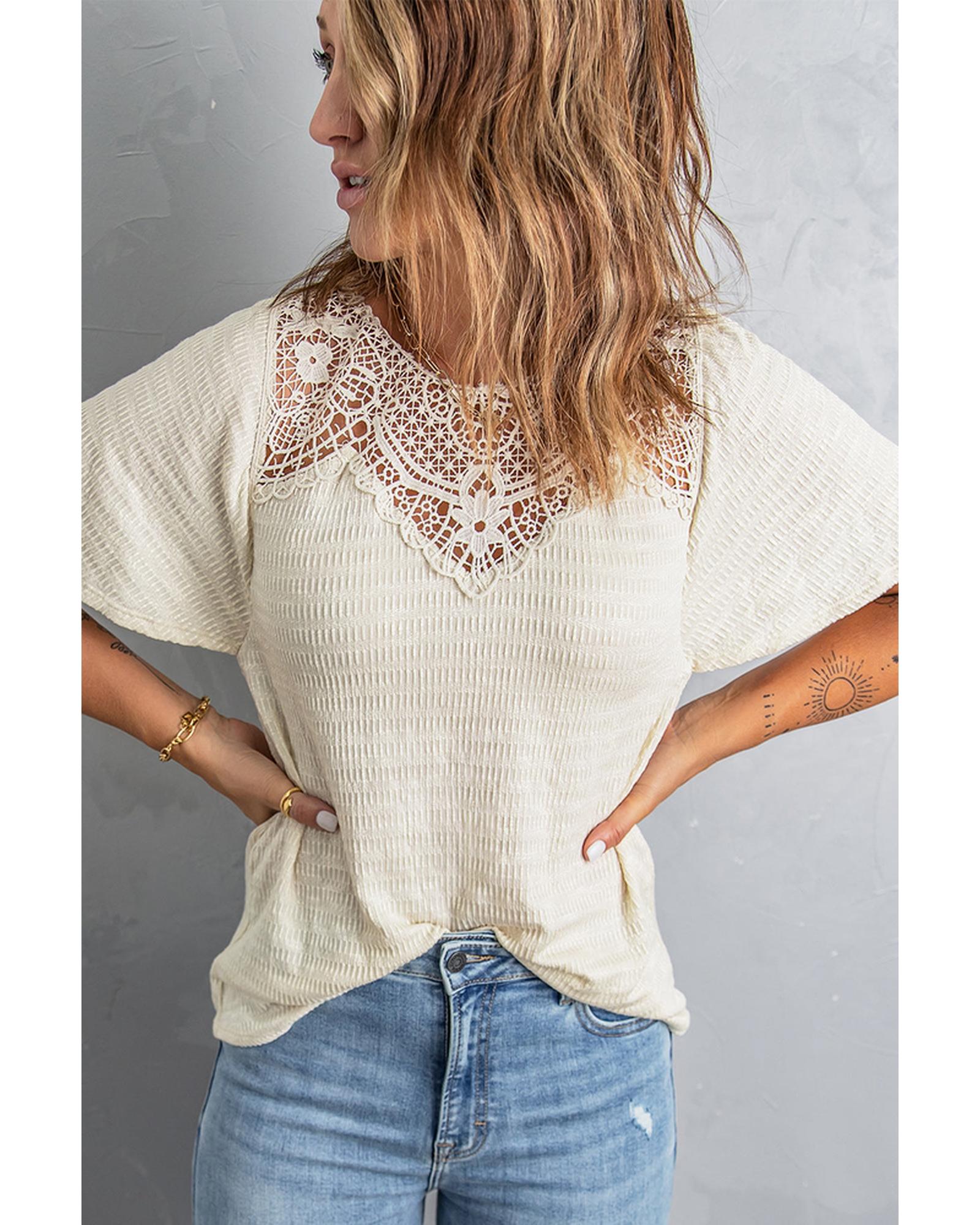 Azura Exchange Flutter Sleeve Crochet Top - S