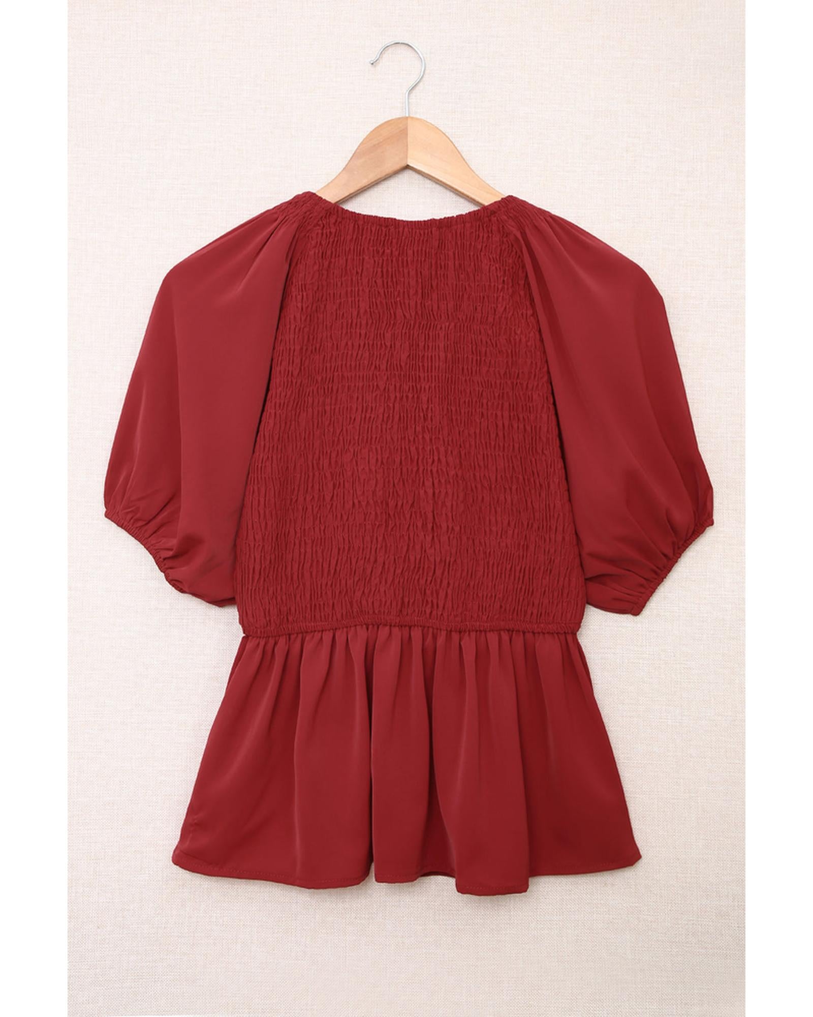 Azura Exchange Puff Sleeve Smocked Top - S