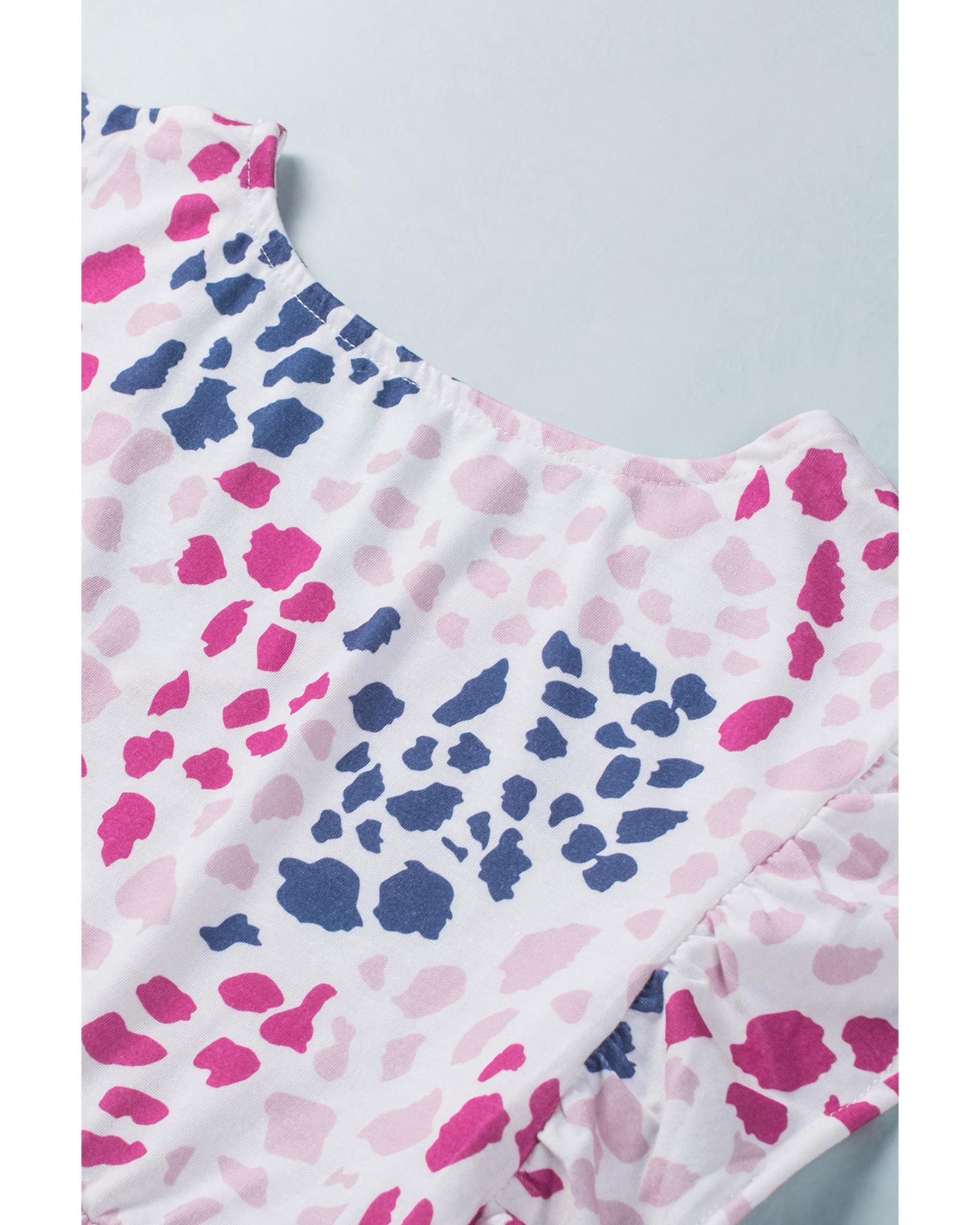 Spotted Print Ruffled V Neck Tank Top - S