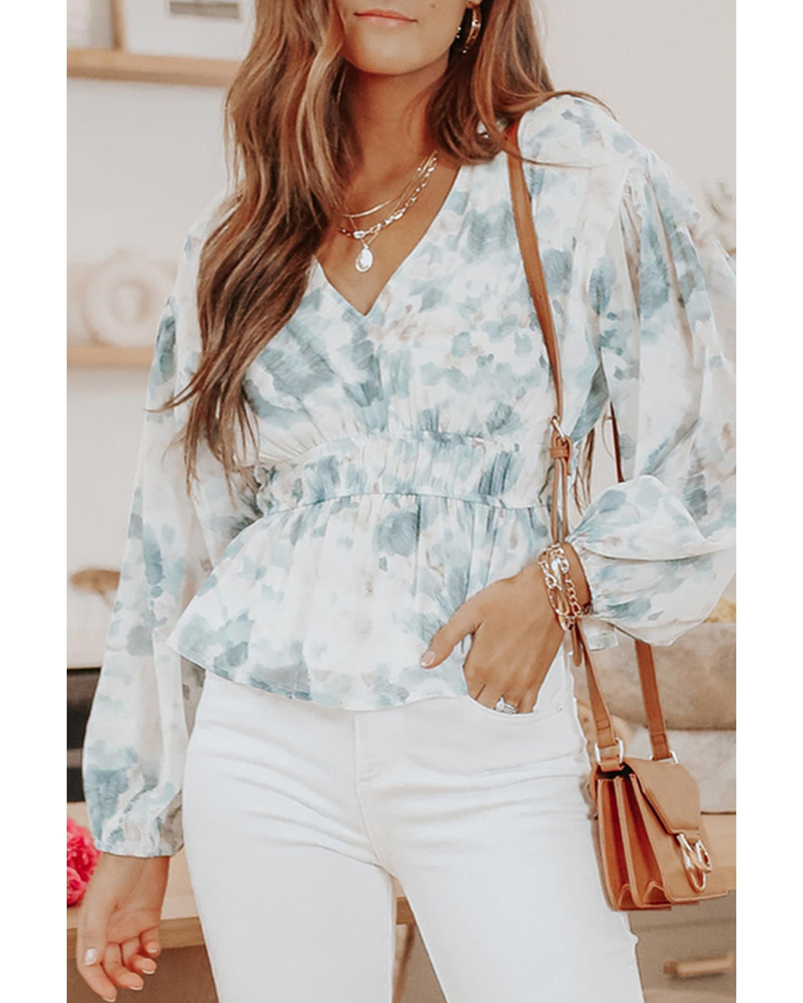 Azura Exchange Tie-Dye Peplum Top - M
