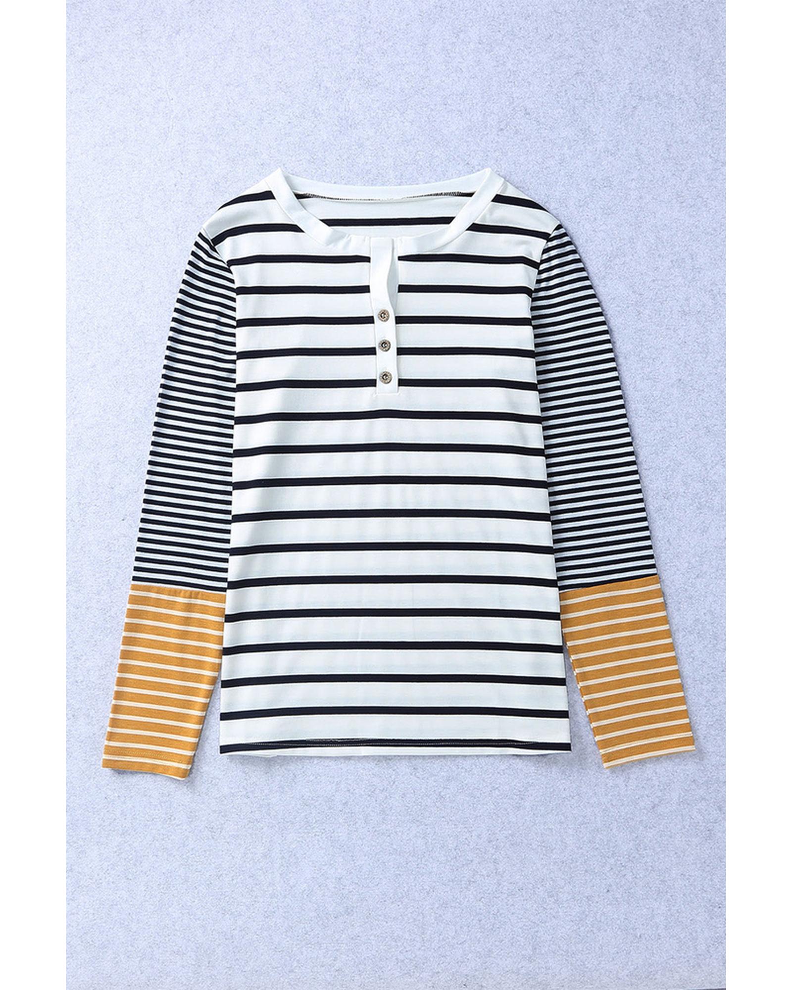 Azura Exchange Stripe Button Henley Top - S