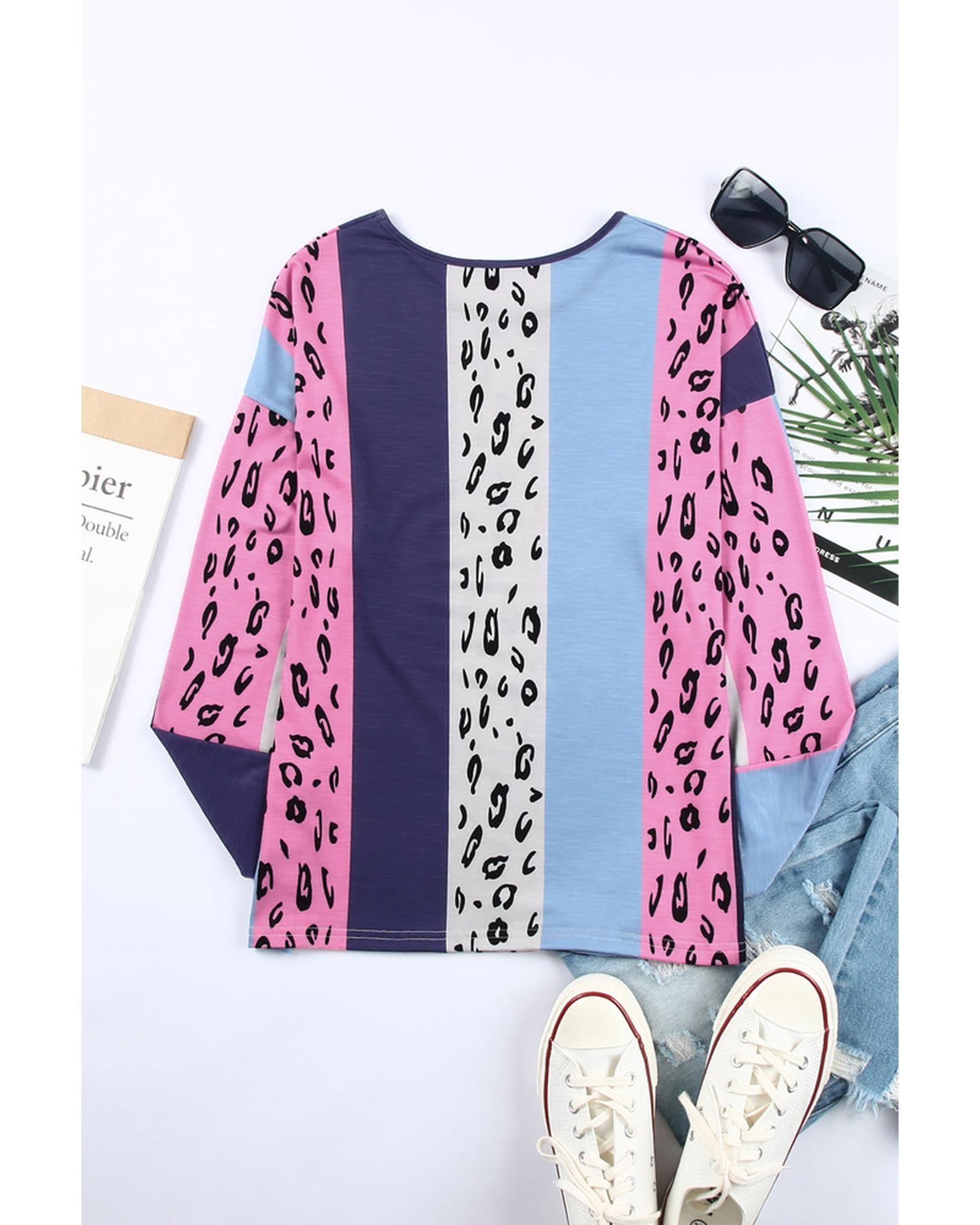 Azura Exchange Leopard Print Long Sleeve Blouse - L