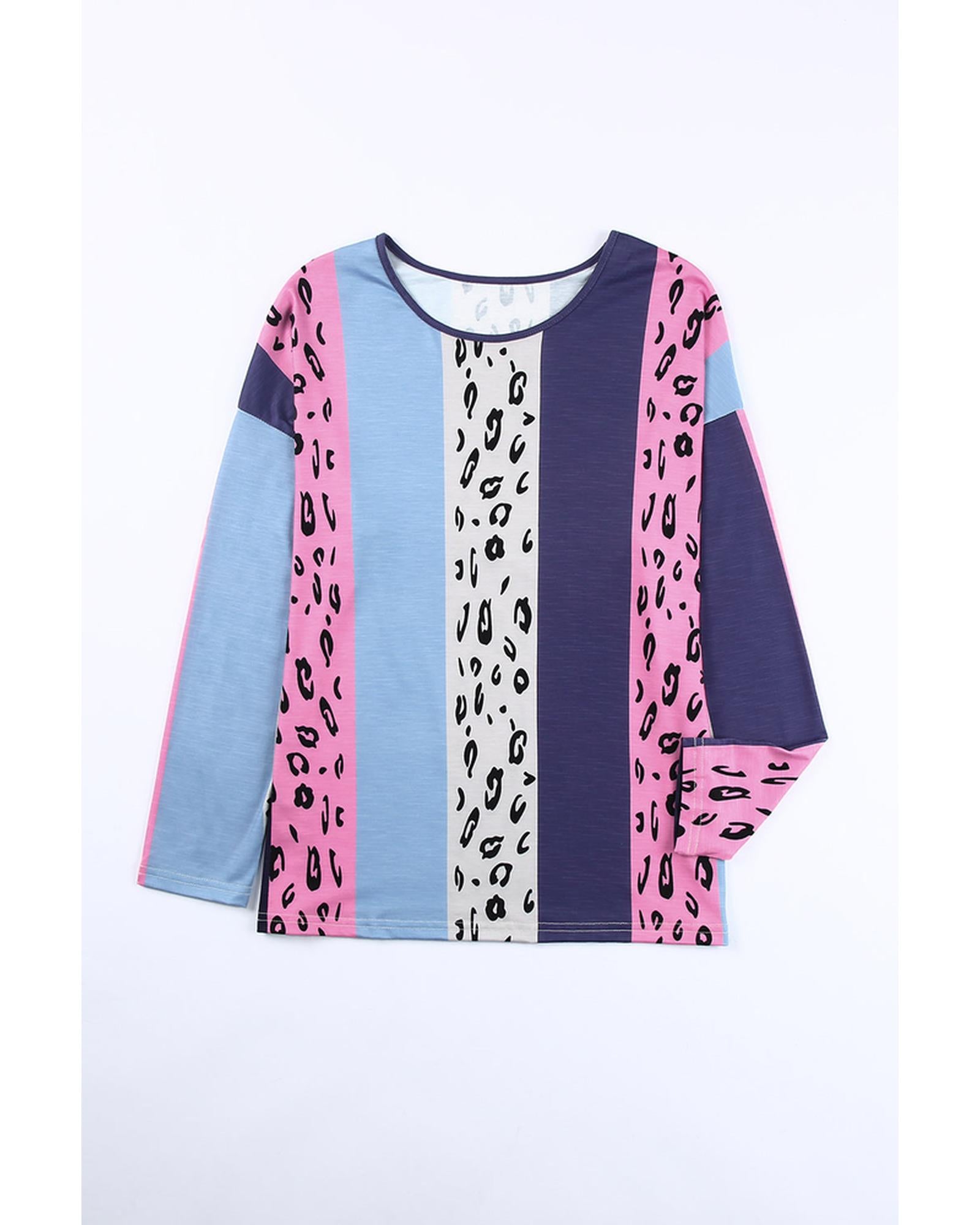 Azura Exchange Leopard Print Long Sleeve Blouse - L