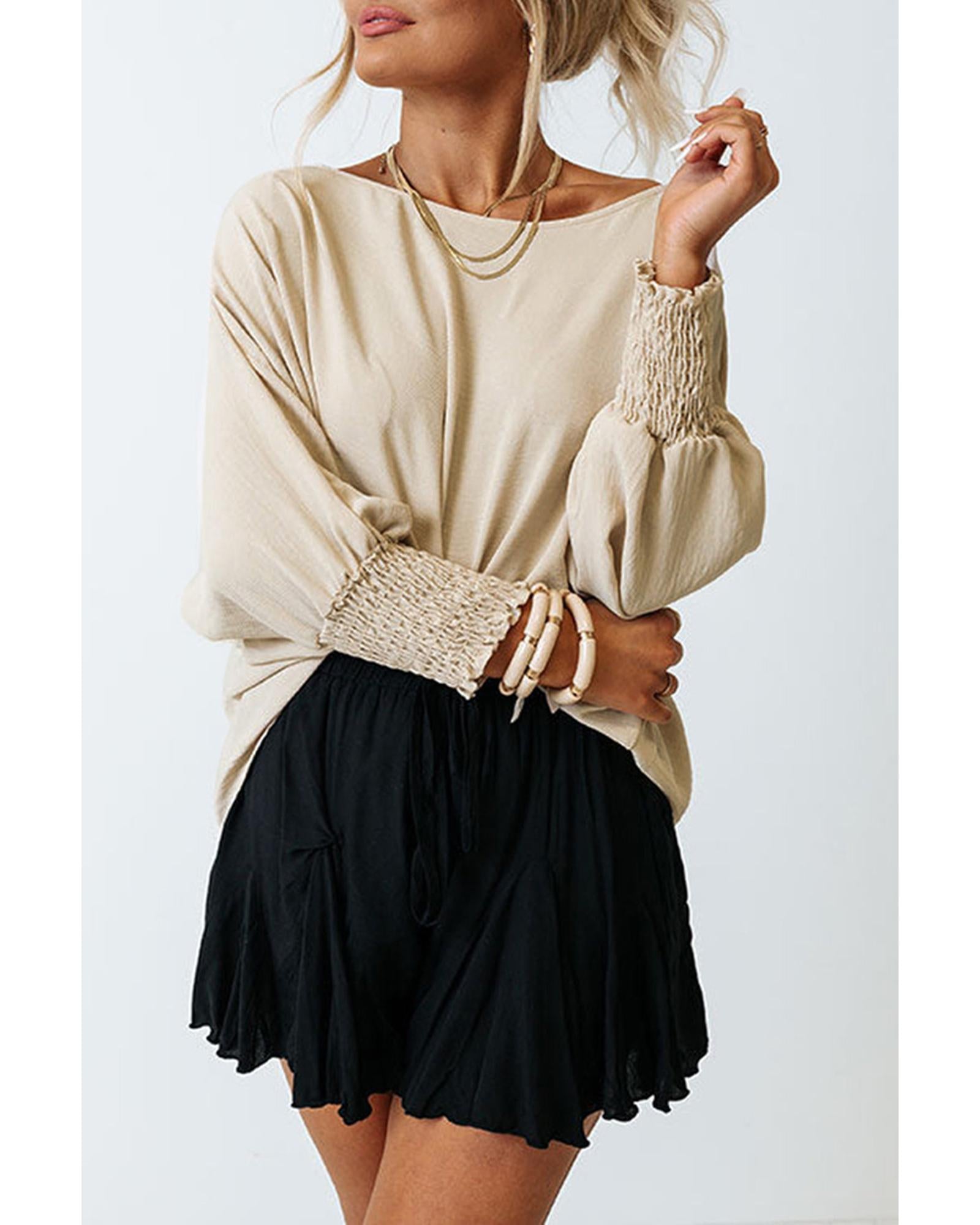 Azura Exchange Smocked Wrist Shift Top - 2XL