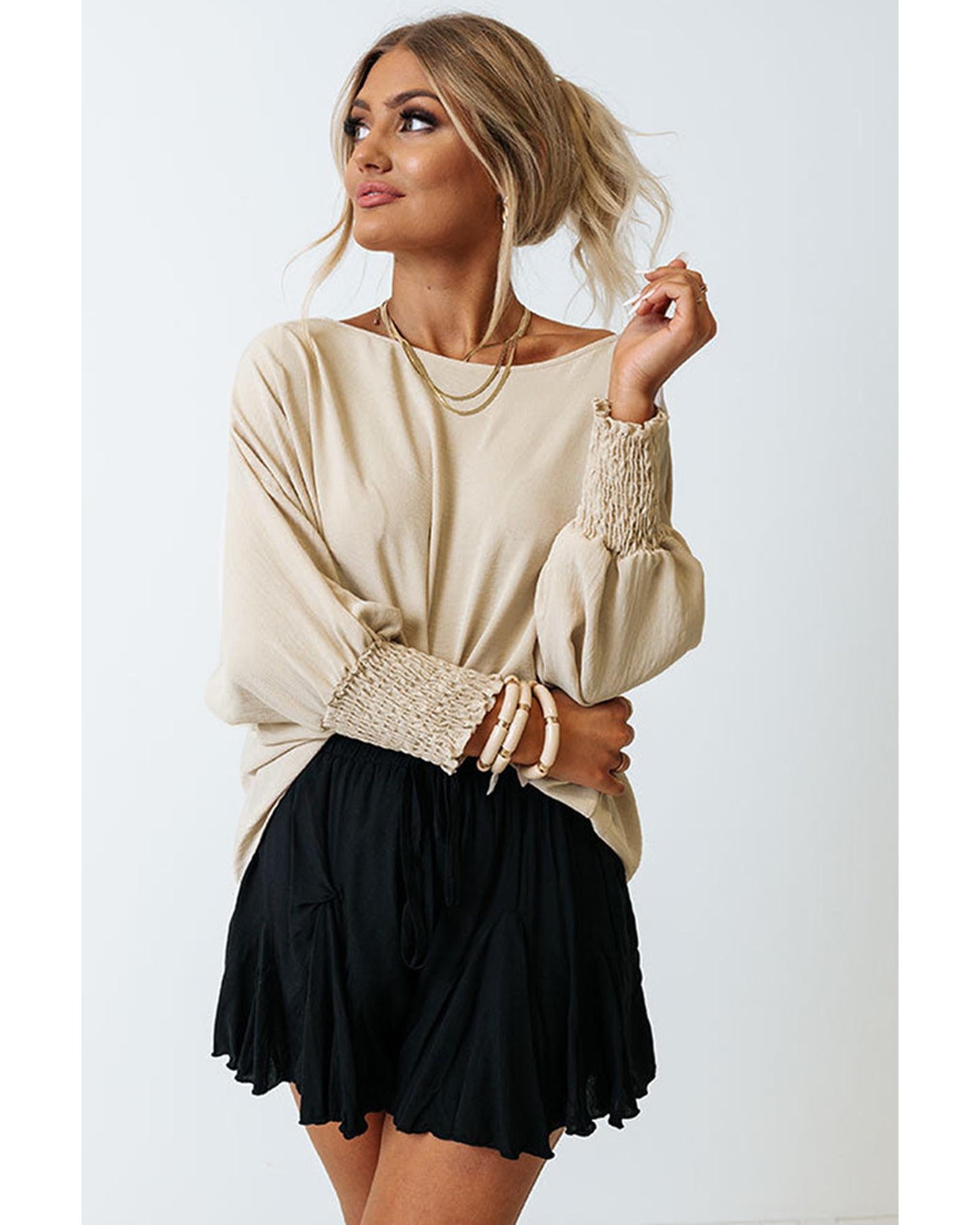 Azura Exchange Smocked Wrist Shift Top - 2XL