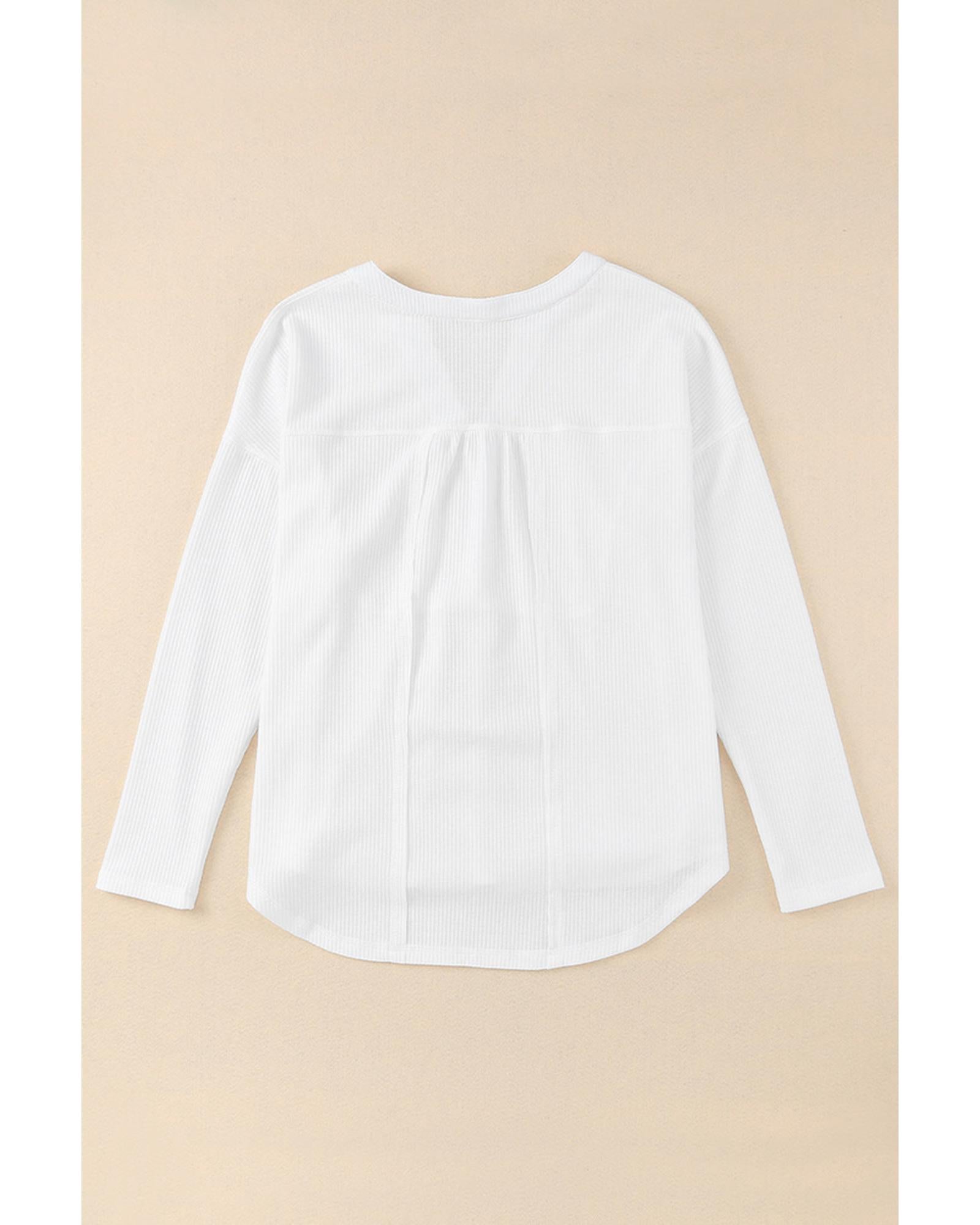 Azura Exchange Waffle Knit Half Button Henley Top - L