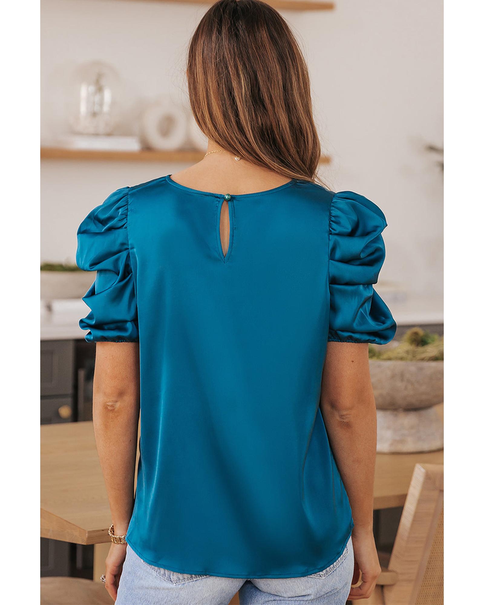 Azura Exchange Puff Sleeve Satin Blouse - XL