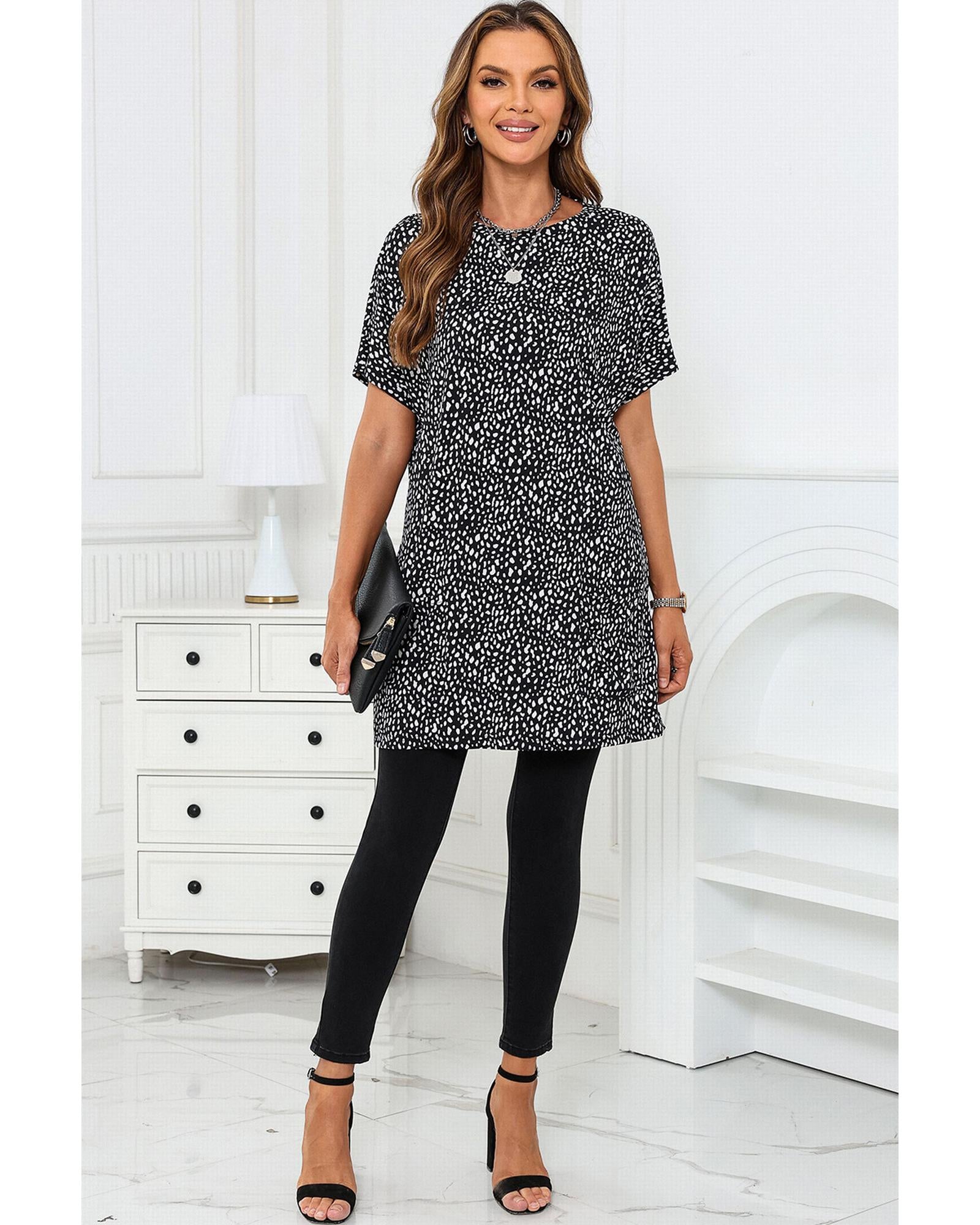 Azura Exchange Leopard Print Tunic Top - S