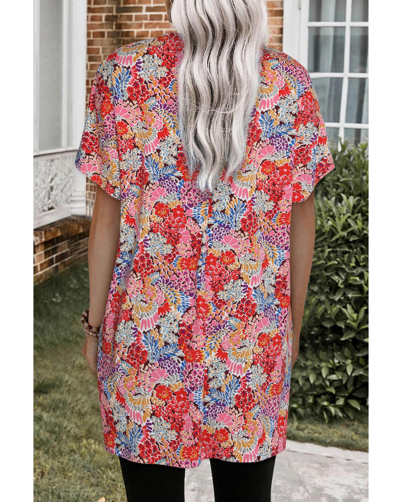 Azura Exchange Boho Flower Print Tunic Top - L