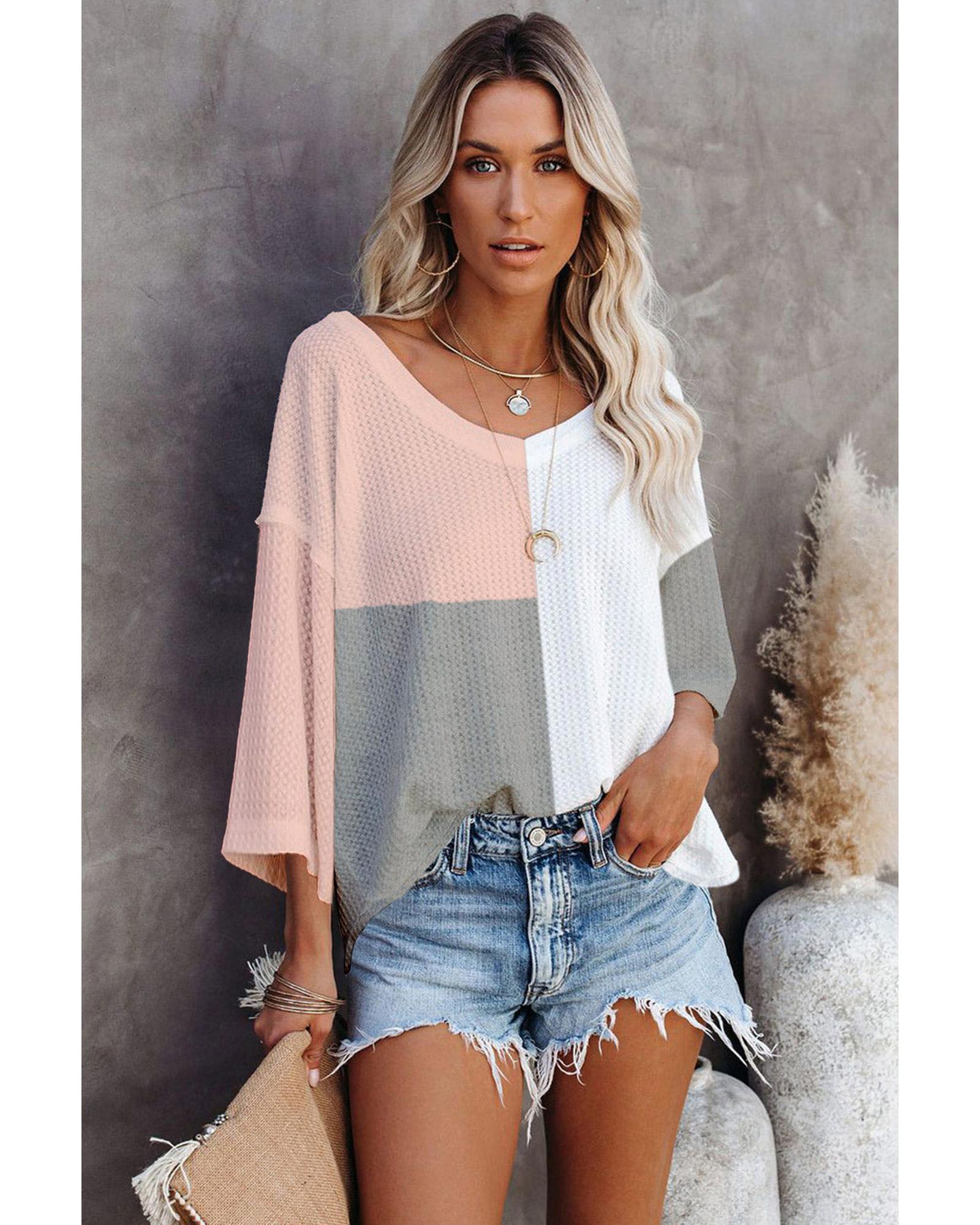 Azura Exchange Colorblock Long Sleeve Oversized Top - L