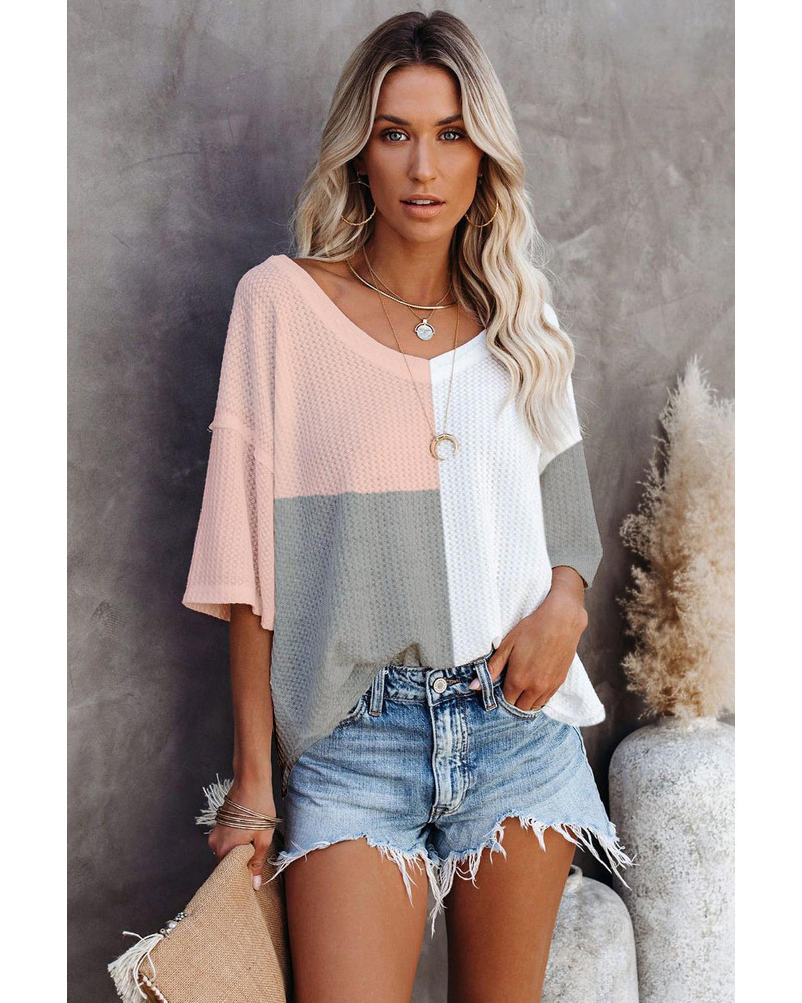 Azura Exchange Colorblock Long Sleeve Oversized Top - L