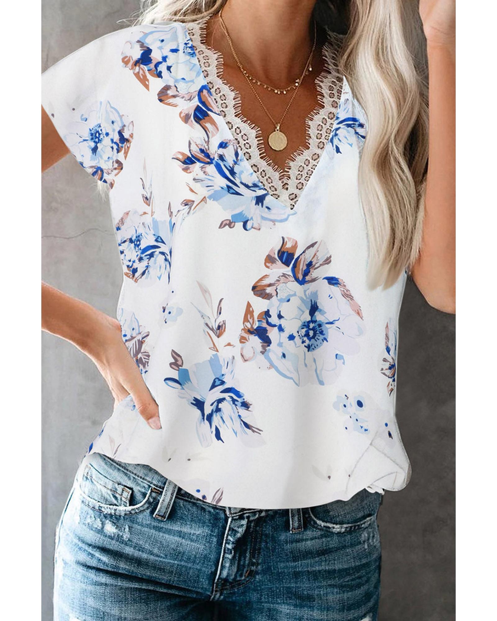 Azura Exchange Scalloped V Neck Short Sleeves Top - 2XL