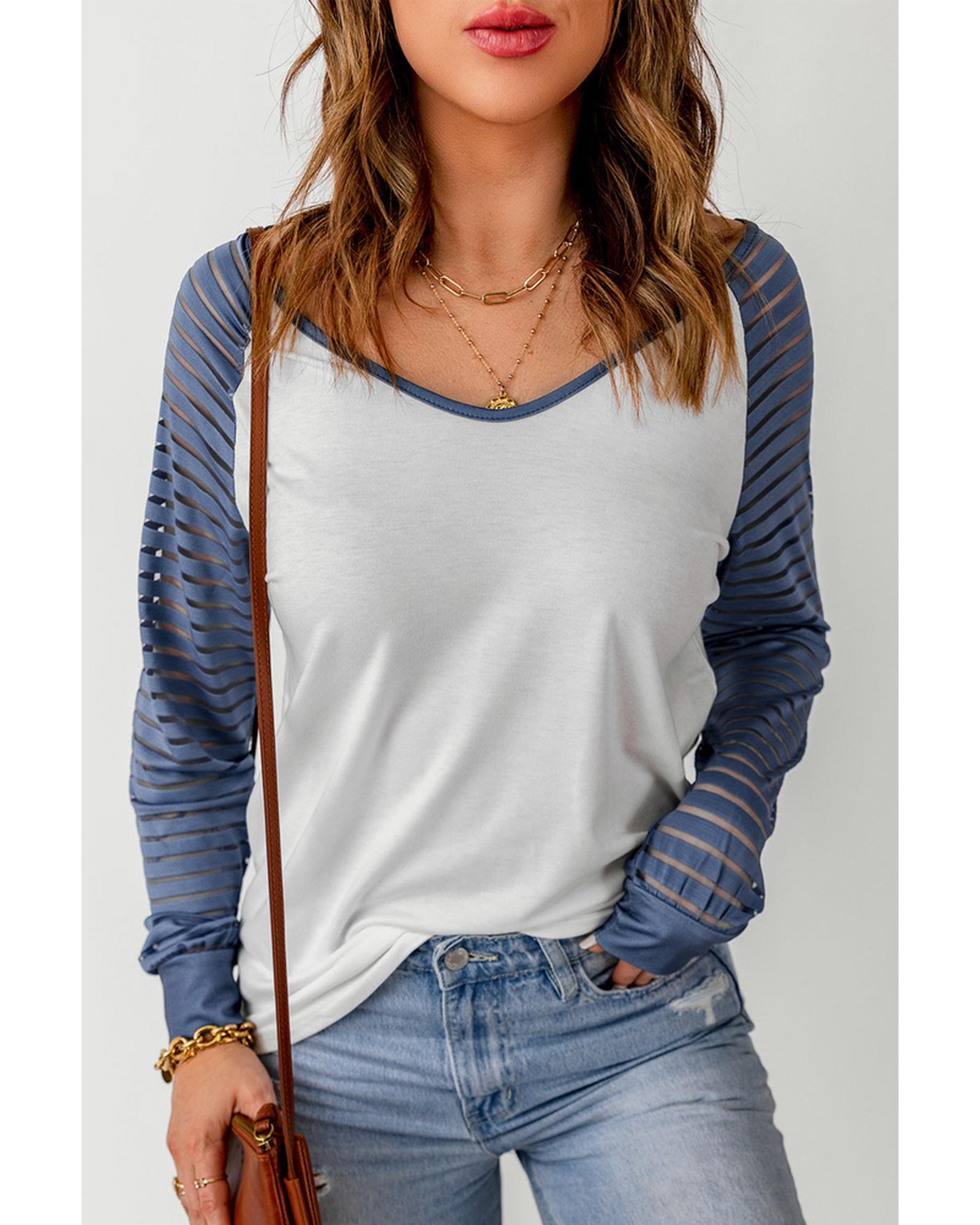 Azura Exchange Patchwork Mesh Long Sleeve Top - M