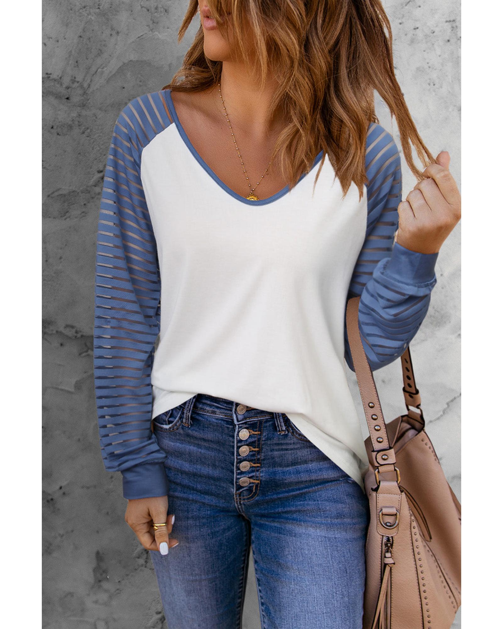 Azura Exchange Patchwork Mesh Long Sleeve Top - M