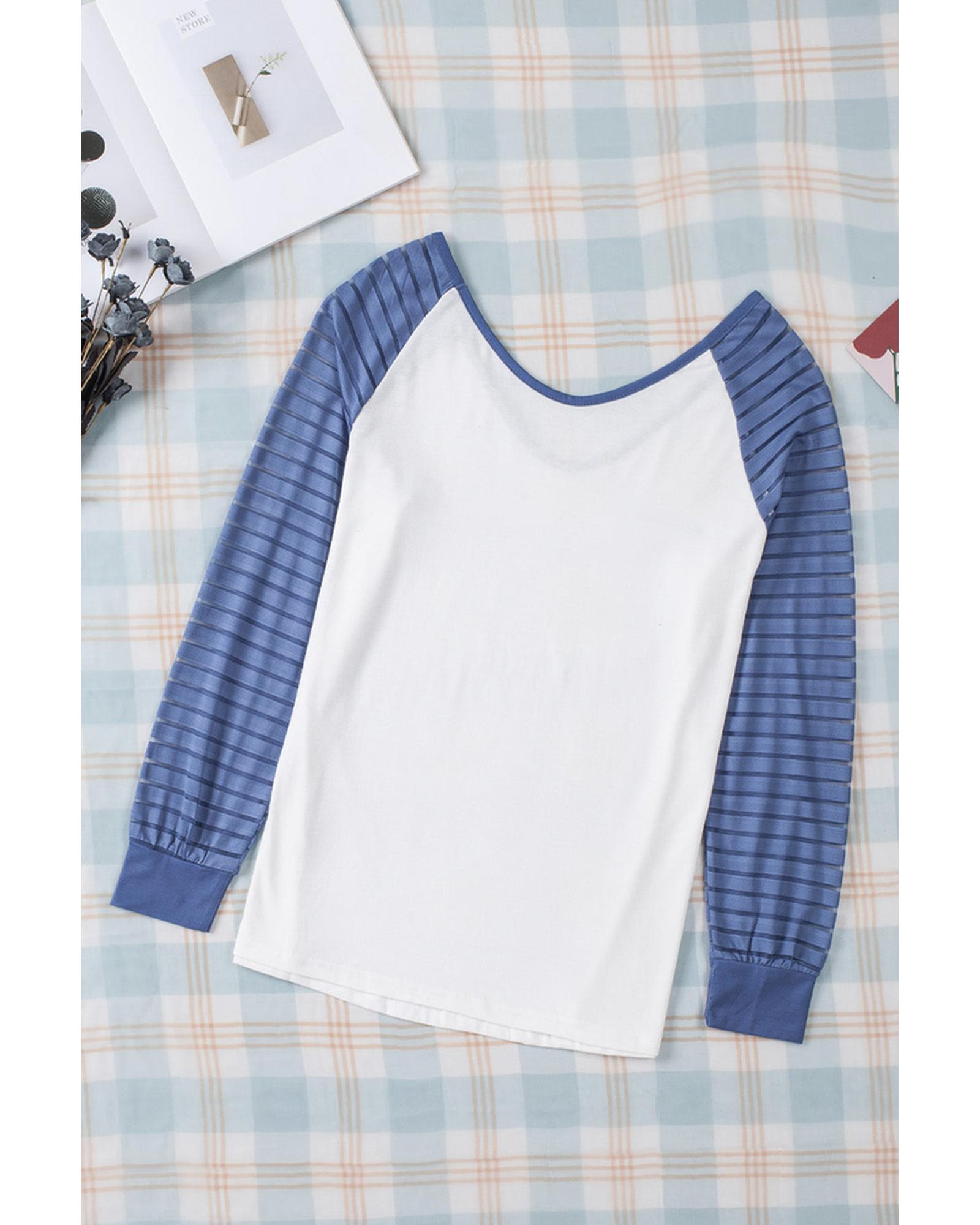 Azura Exchange Patchwork Mesh Long Sleeve Top - M