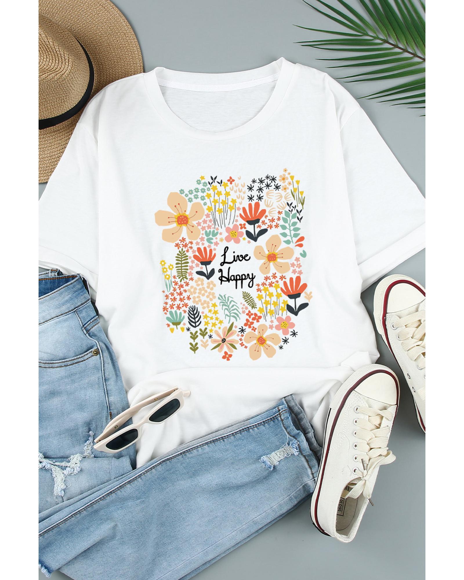 Azura Exchange Floral Print T-Shirt - M