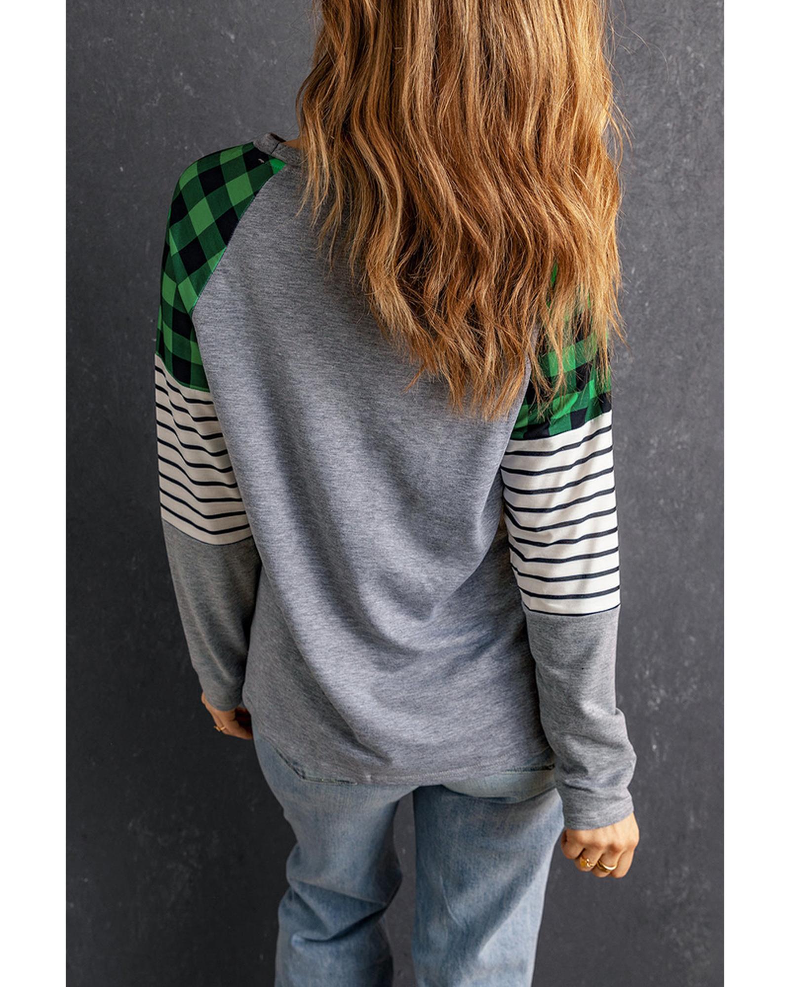 Azura Exchange Stripe Splicing Long Sleeve Top - L