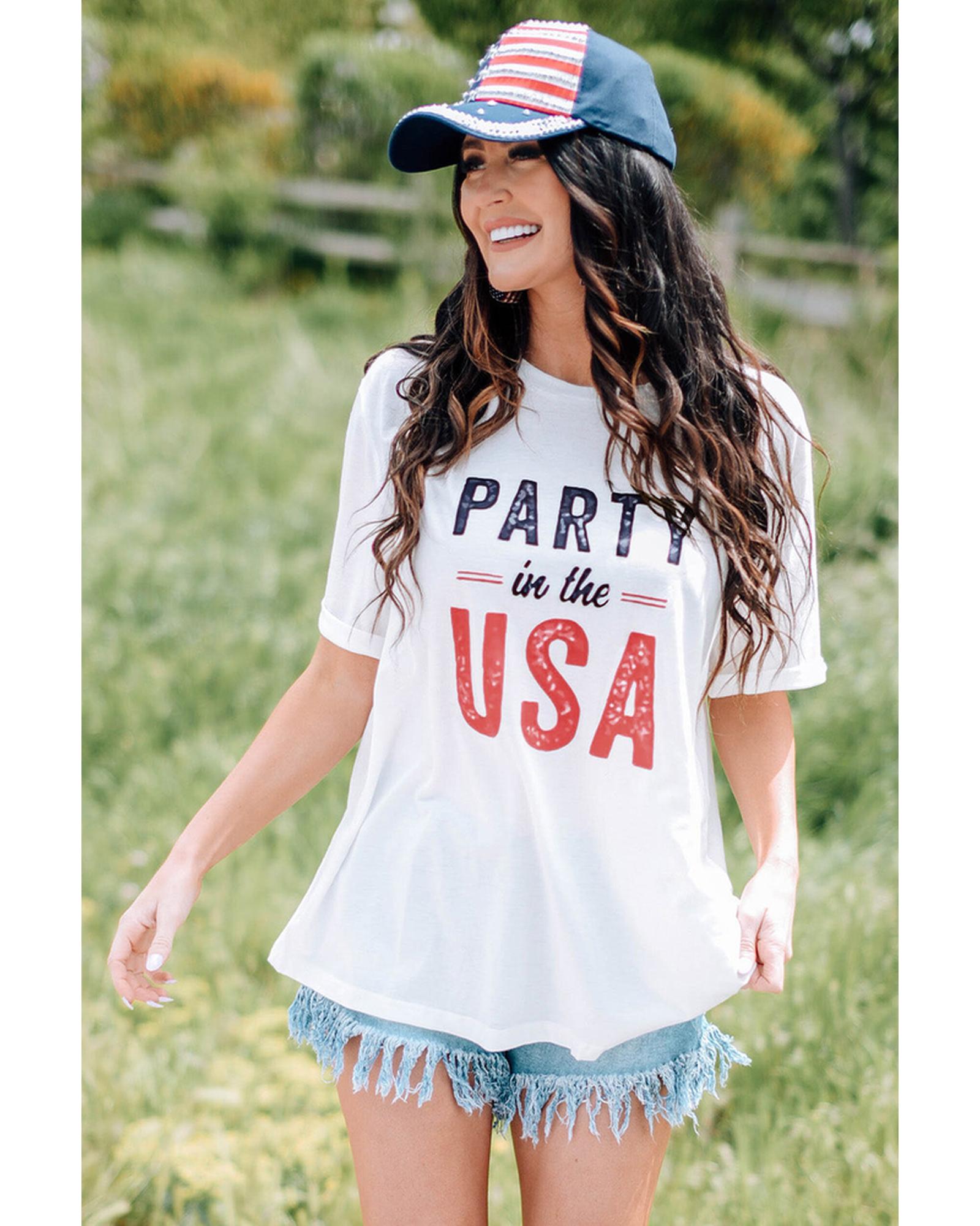 Azura Exchange USA Crew Neck Short Sleeve T Shirt - M