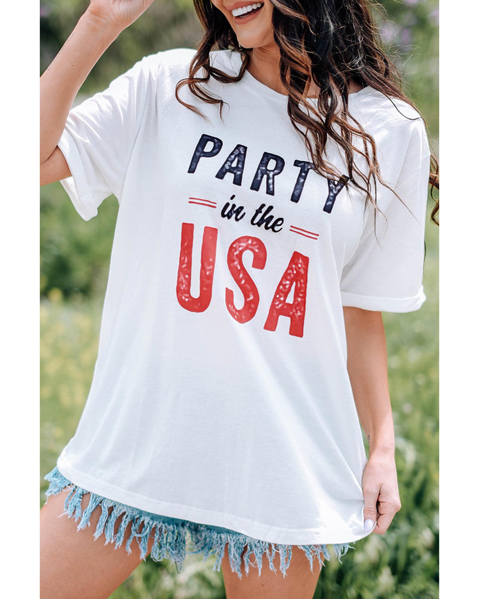 Azura Exchange USA Crew Neck Short Sleeve T Shirt - S