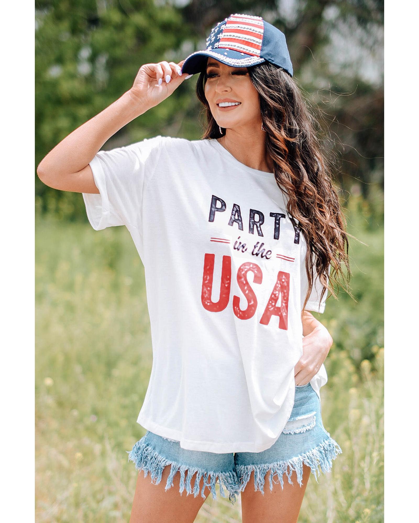 Azura Exchange USA Crew Neck Short Sleeve T Shirt - S