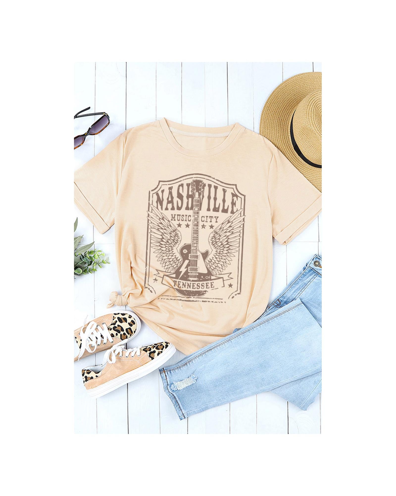 Azura Exchange NASHVILLE Graphic Print Short Sleeve T-Shirt - S