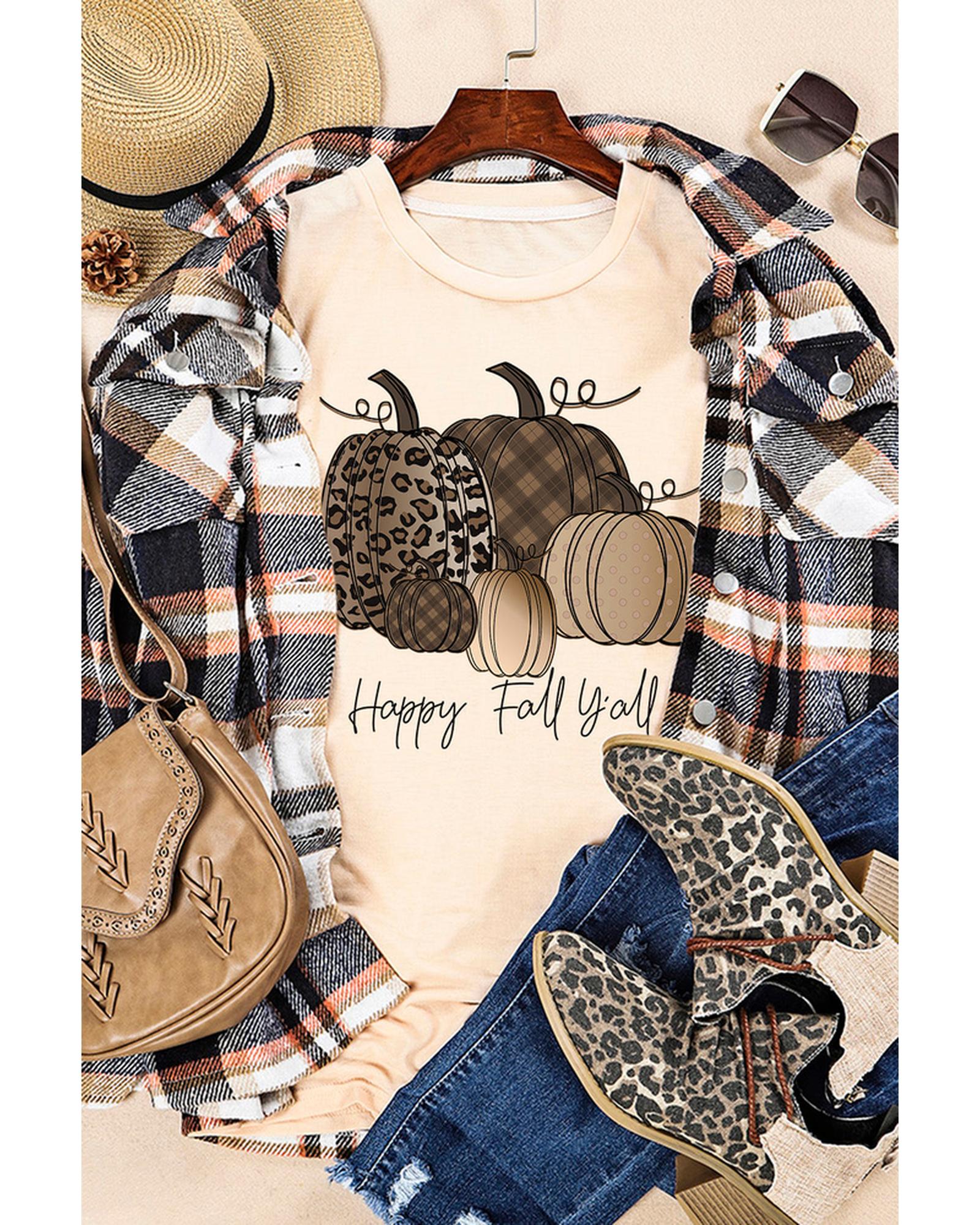Azura Exchange Pumpkin Print Graphic T-Shirt for Fall - M
