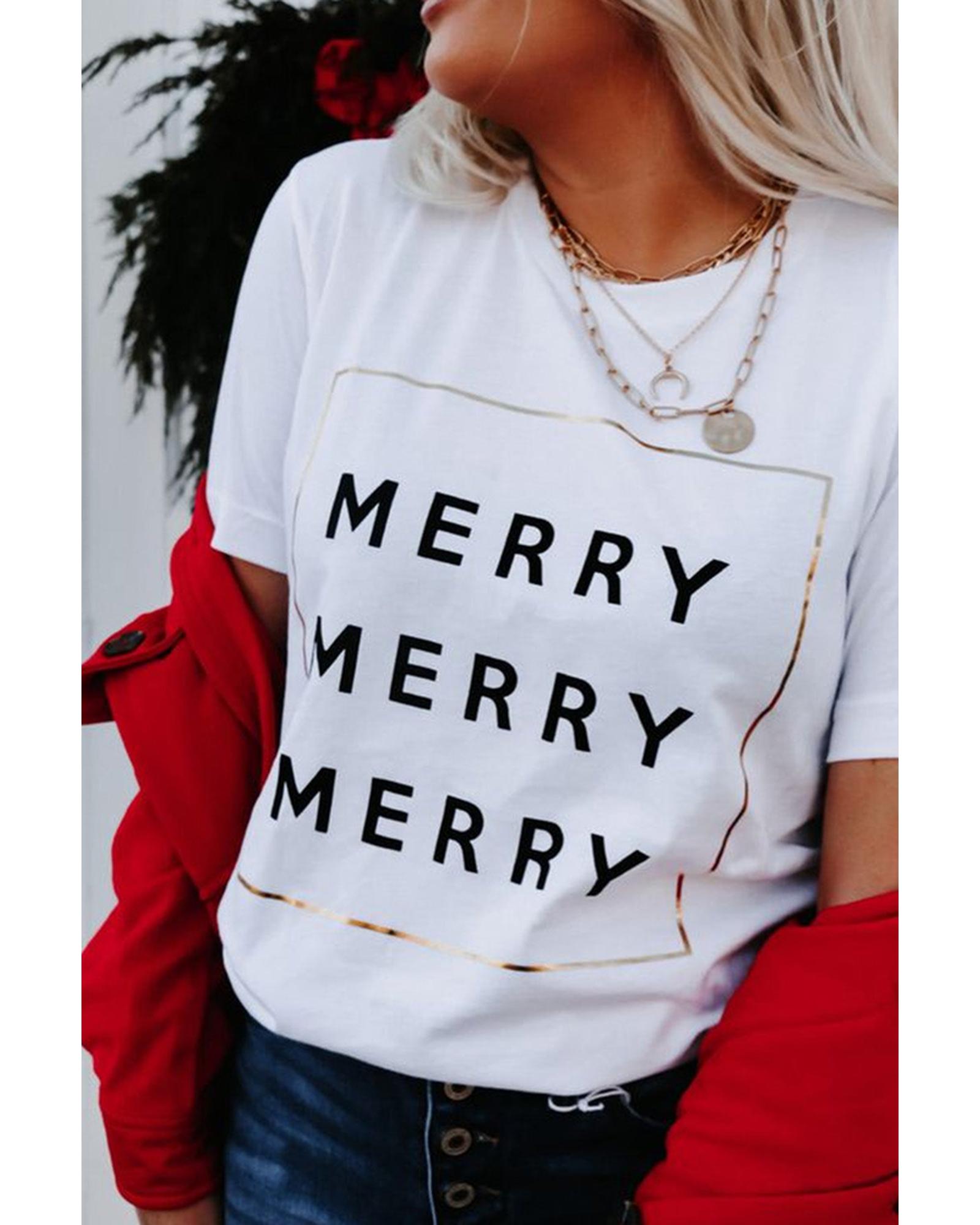 Azura Exchange Merry Graphic Print T-Shirt - M
