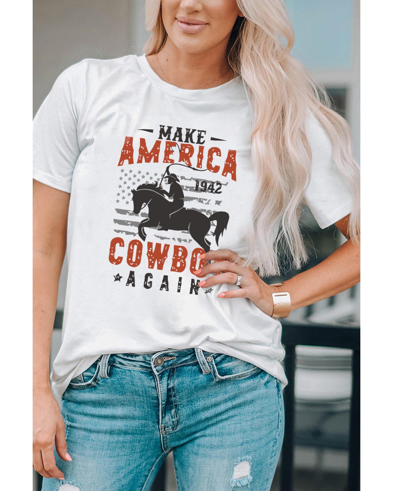 Azura Exchange Cowboy Graphic Print Crew Neck T-Shirt - M