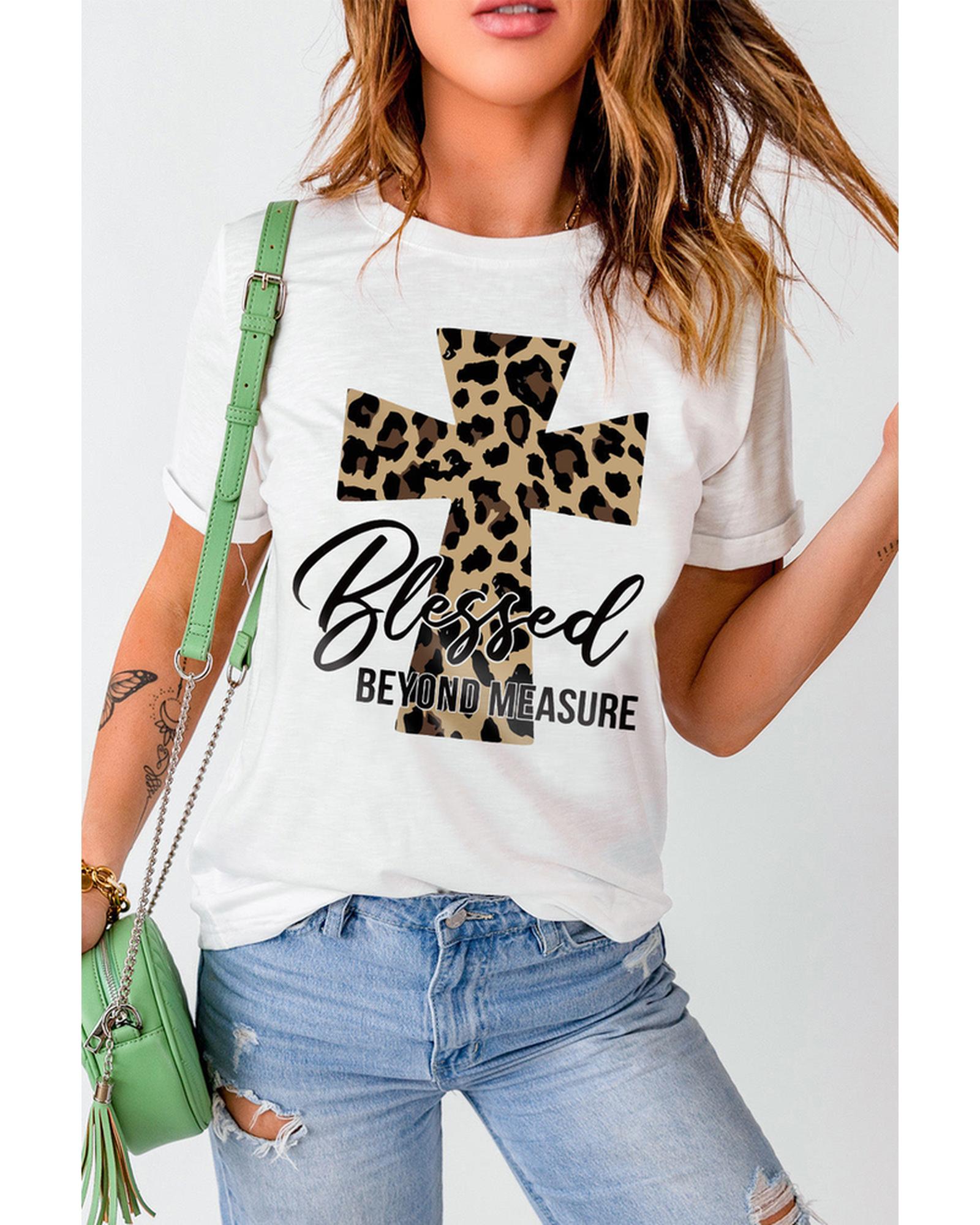 Azura Exchange Leopard Cross Graphic Print T-Shirt - L