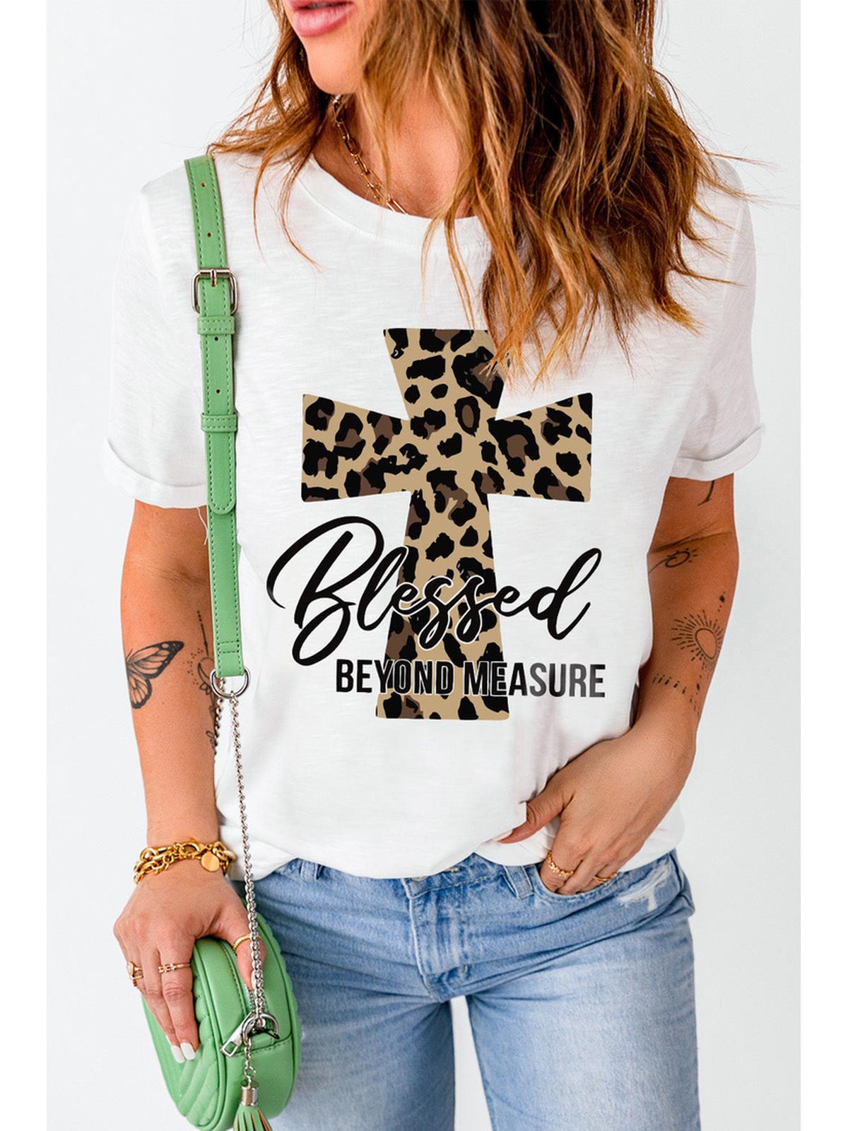 Azura Exchange Leopard Cross Graphic Print T-Shirt - L