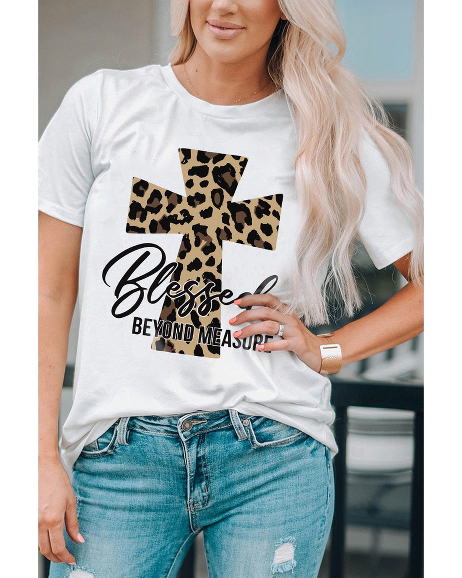 Azura Exchange Leopard Cross Graphic Print T-Shirt - L