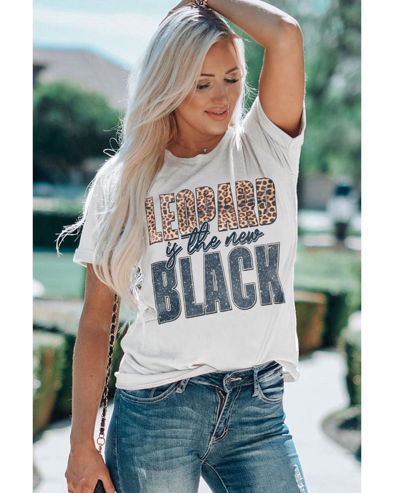 Azura Exchange Leopard Print Western Fashion T-Shirt - L