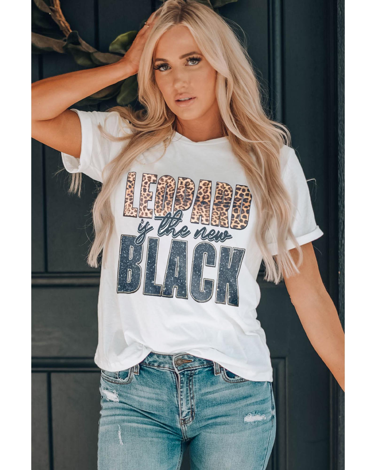 Azura Exchange Leopard Print Western Fashion T-Shirt - L