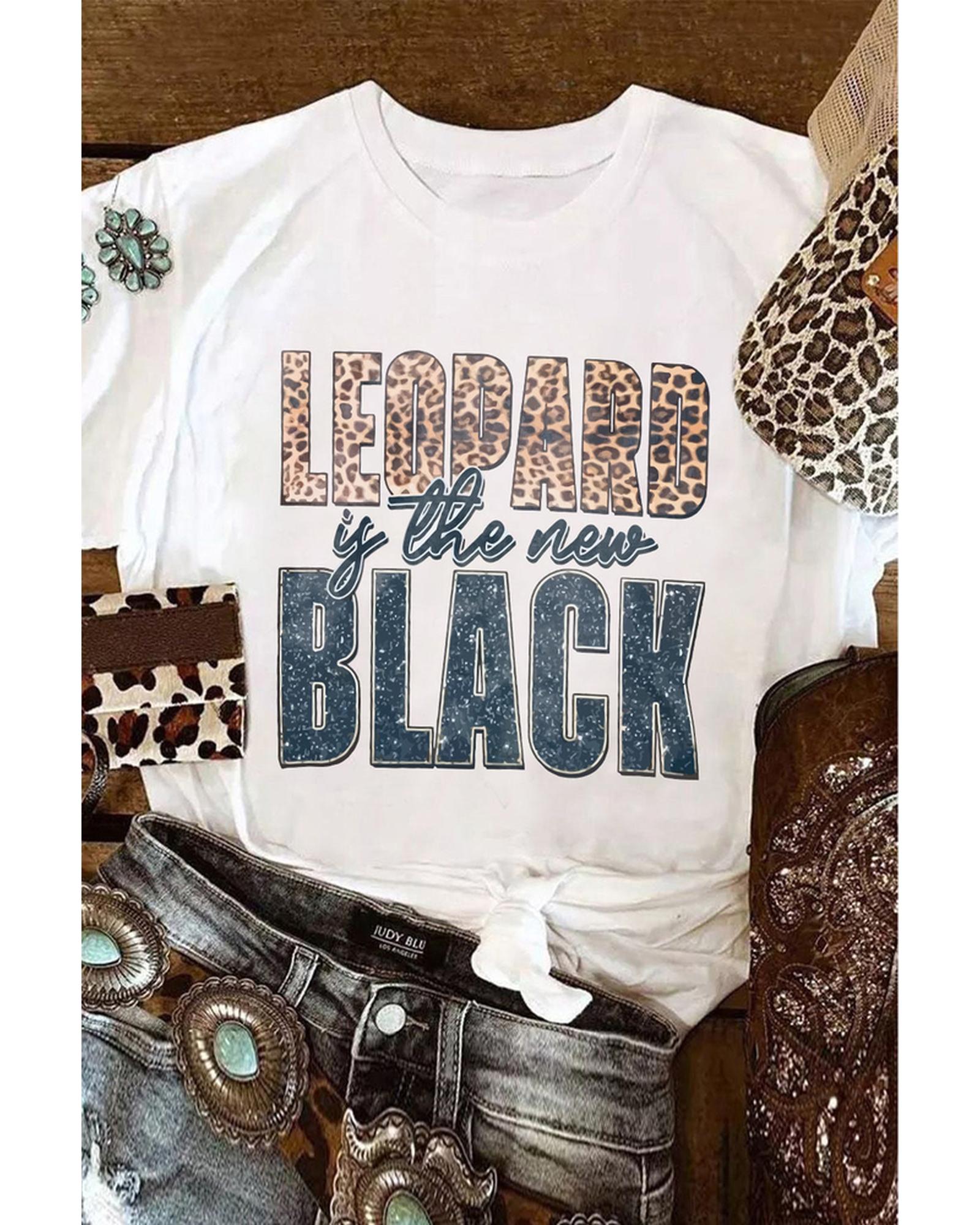 Azura Exchange Leopard Print Western Fashion T-Shirt - L
