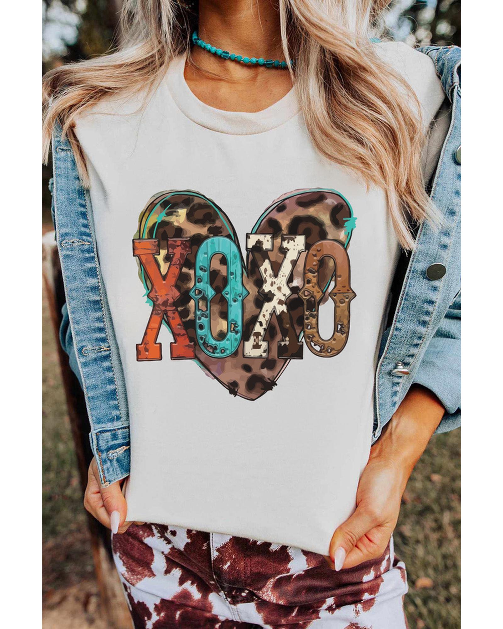 Azura Exchange Heart Shaped Print Crew Neck Graphic Tee - S