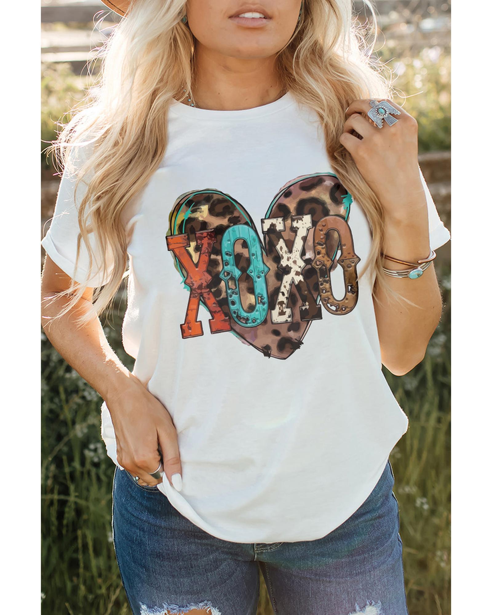 Azura Exchange Heart Shaped Print Crew Neck Graphic Tee - S