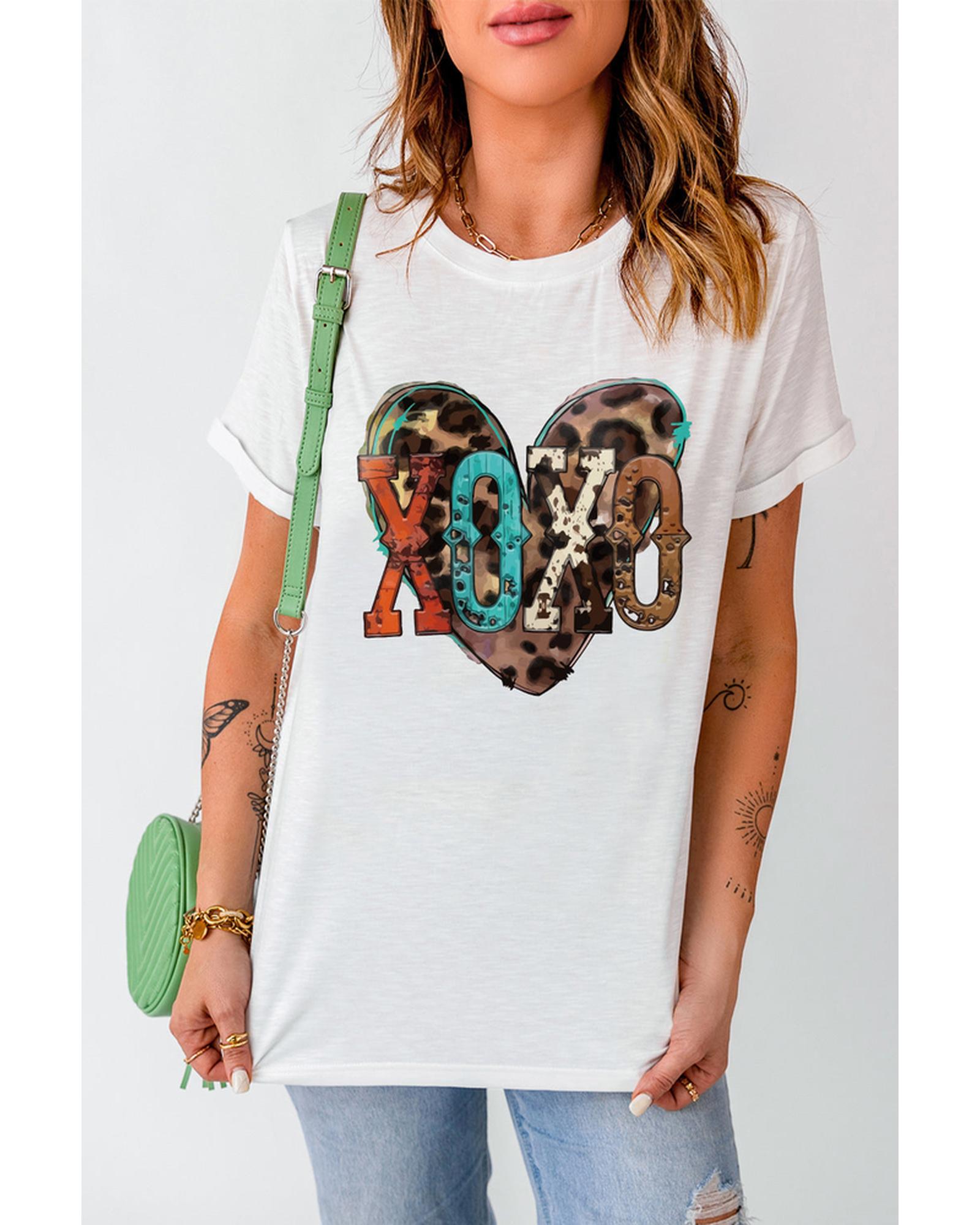 Azura Exchange Heart Shaped Print Crew Neck Graphic Tee - S