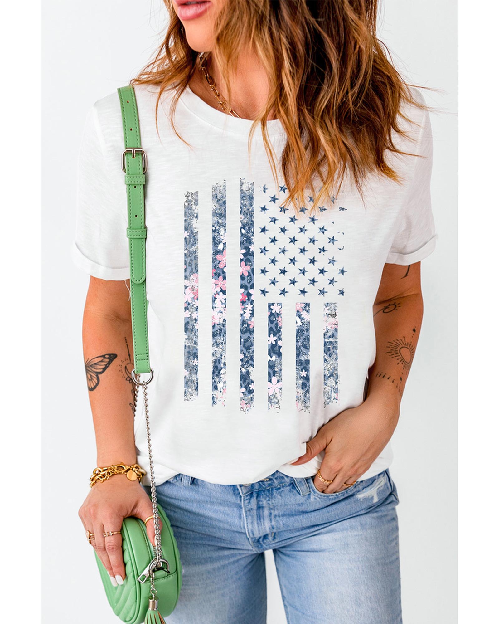 Azura Exchange American Flag Pint Short Sleeve Tee - L