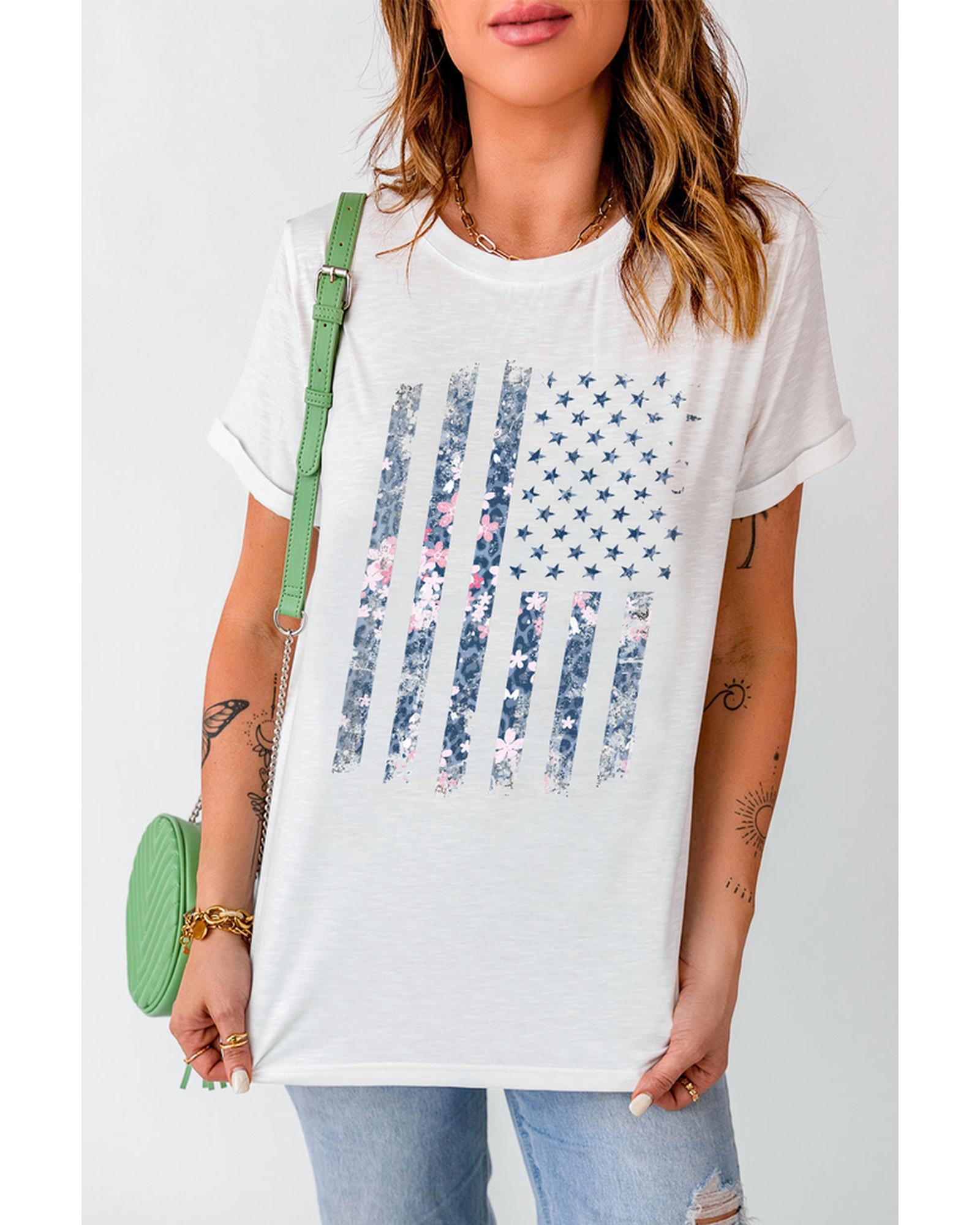 Azura Exchange American Flag Pint Short Sleeve Tee - L