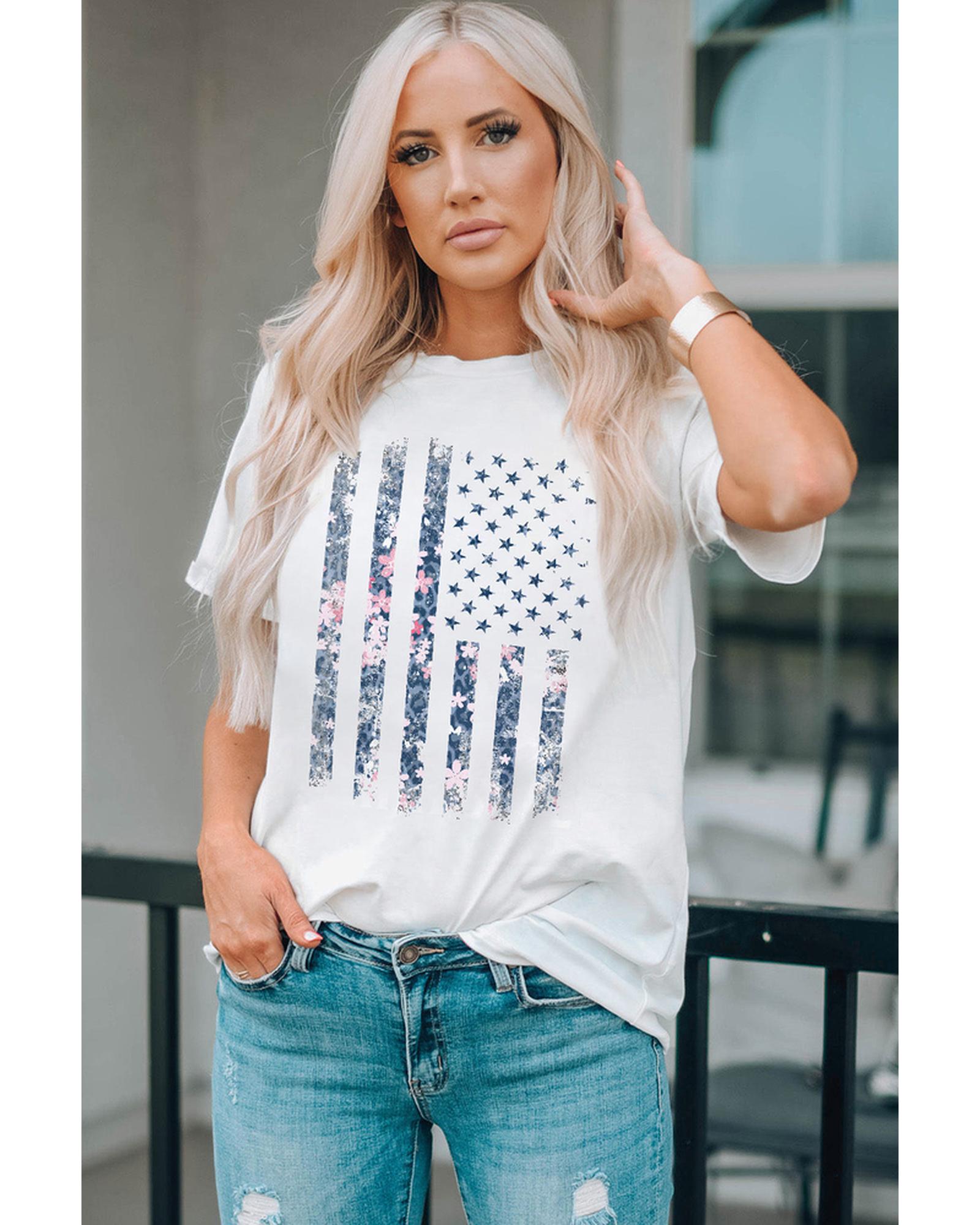 Azura Exchange American Flag Pint Short Sleeve Tee - L