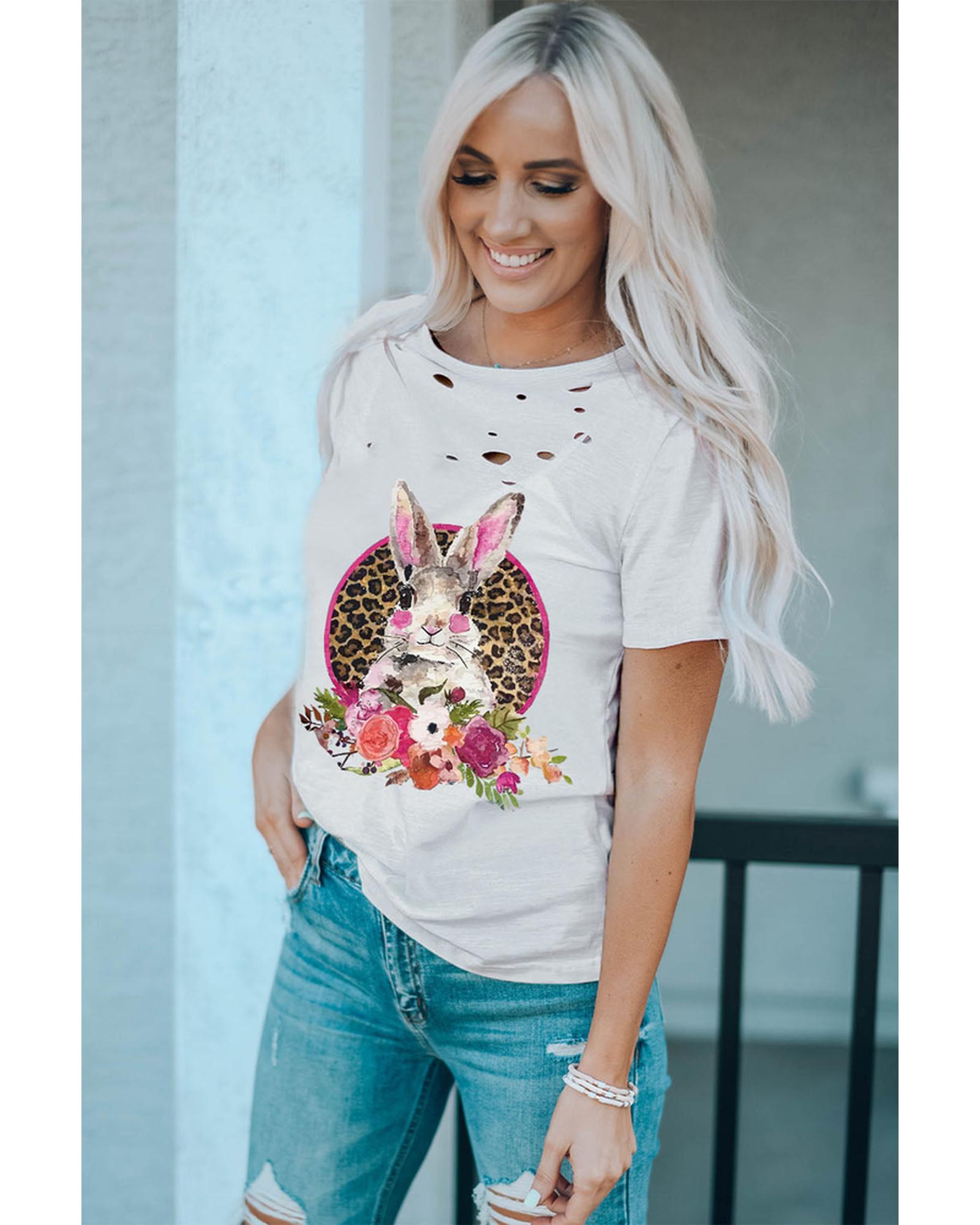 Azura Exchange Distressed Bunny T Shirt - S