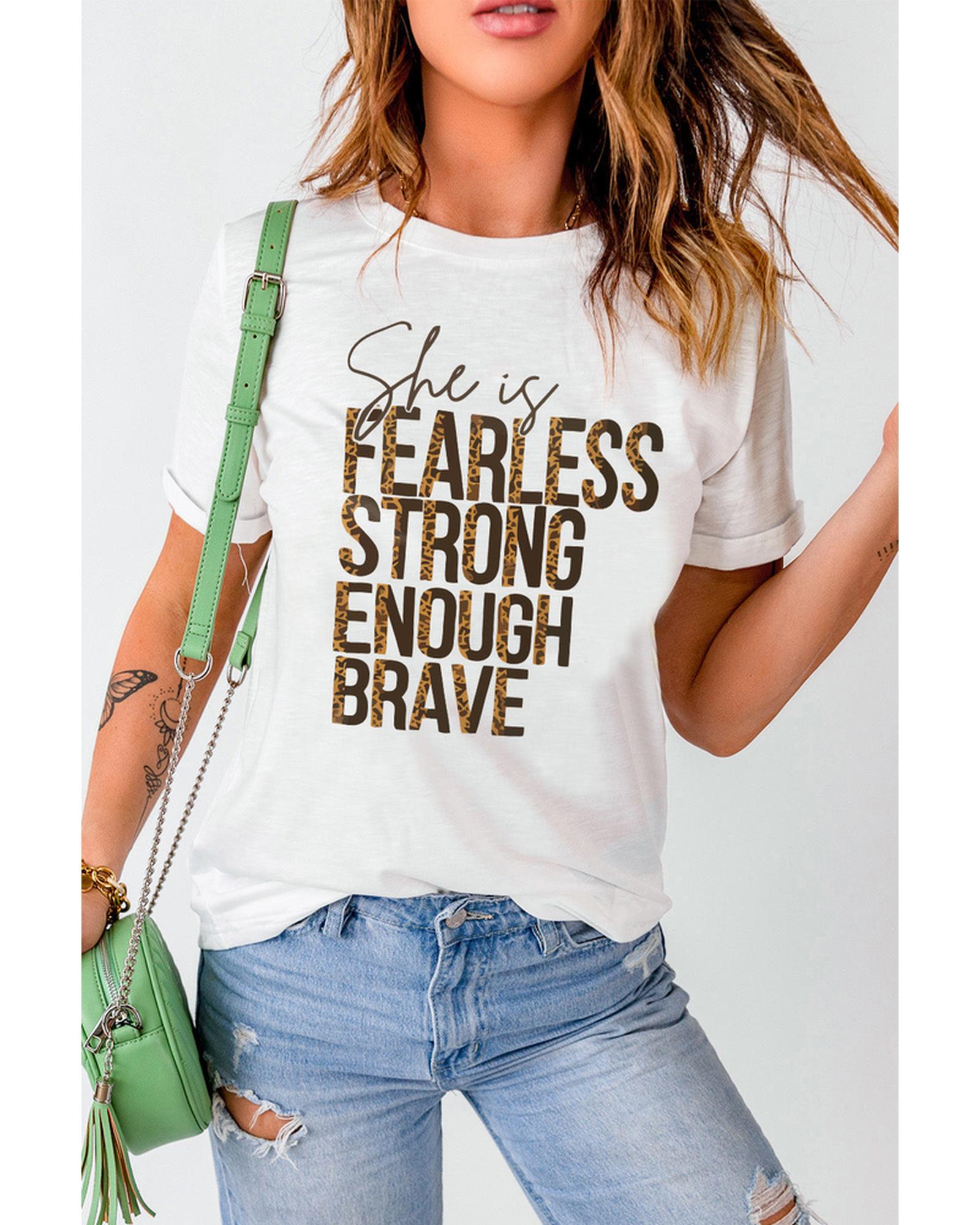 Azura Exchange FEARLESS STRONG ENOUGH BRAVE Graphic Tee - M